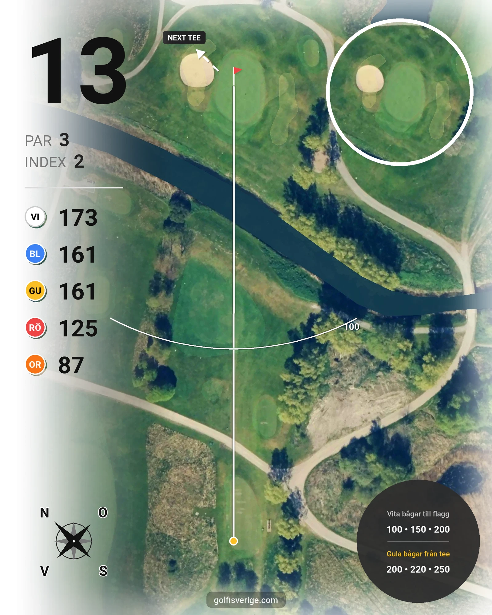 Banguide 18-hålsbanan hål 13 karta