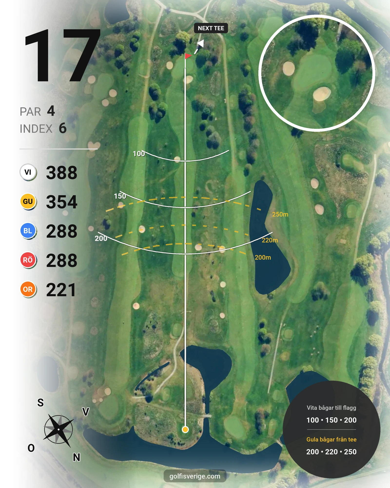Banguide 18-hålsbanan på Örestads Golfklubb - Hål 17 karta