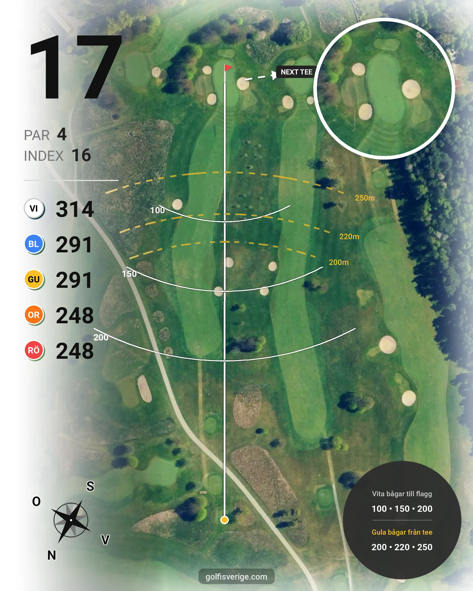 Banguide 18-hålsbanan på Örestads Golfklubb - Hål 17 karta