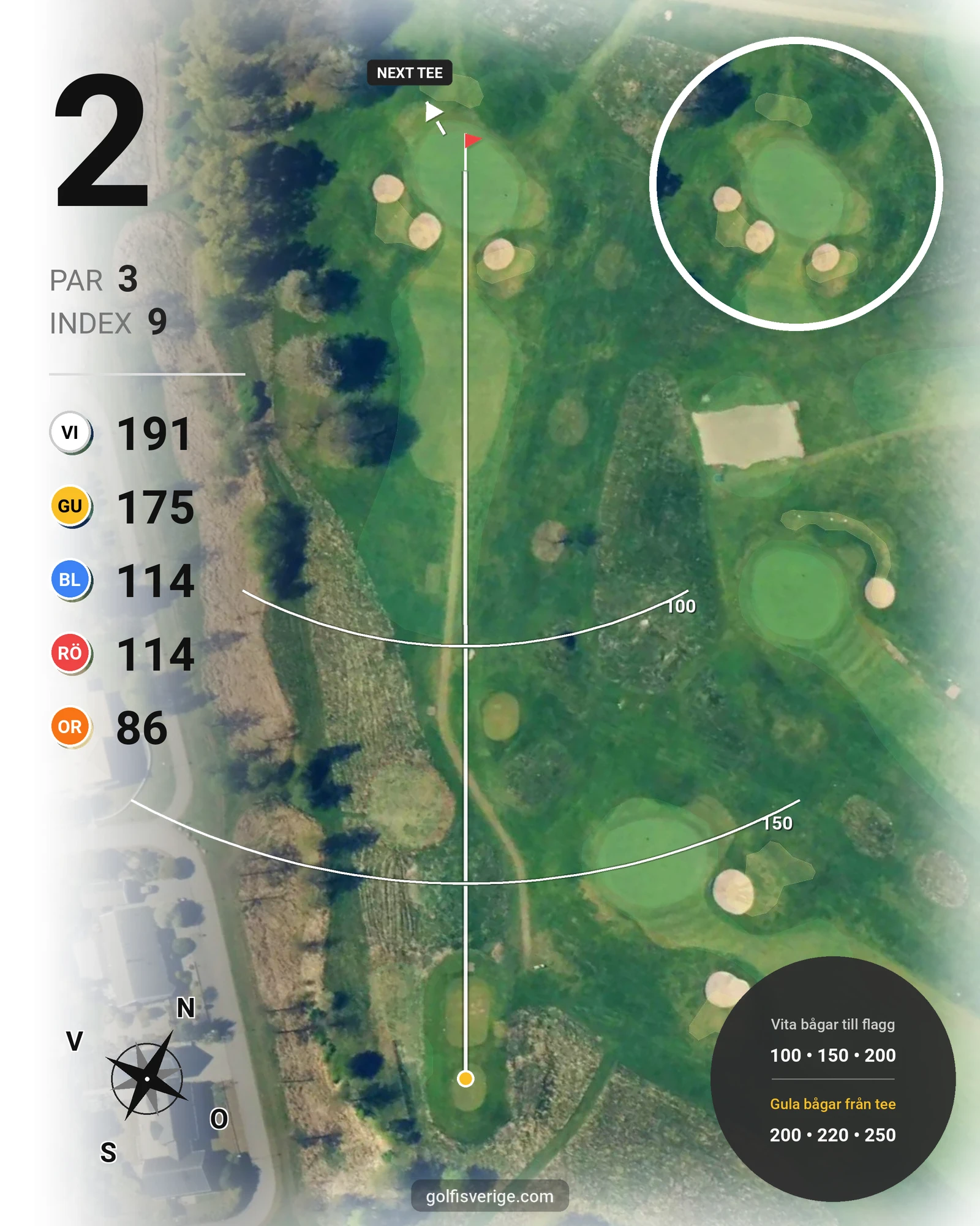 Banguide 18-hålsbanan hål 2 karta