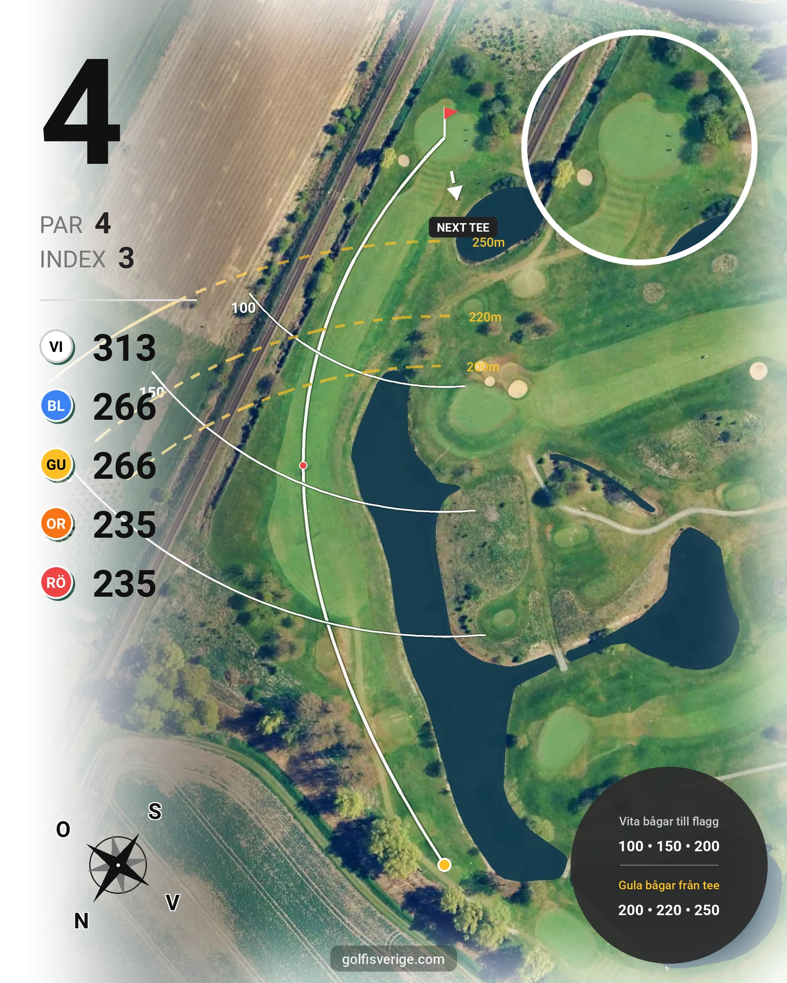 Banguide 18-hålsbanan på Örestads Golfklubb - Hål 4 karta