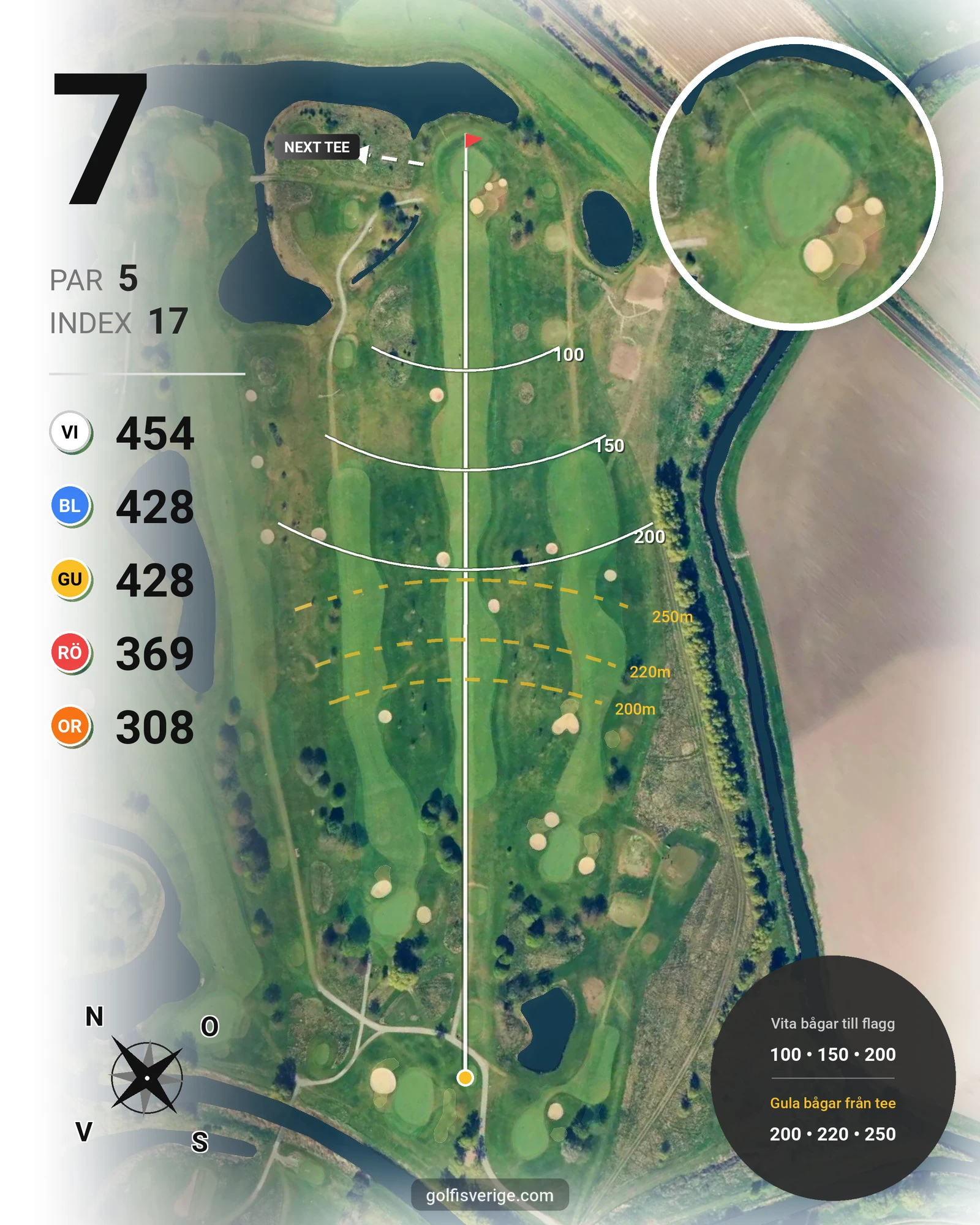 Banguide 18-hålsbanan på Örestads Golfklubb - Hål 7 karta