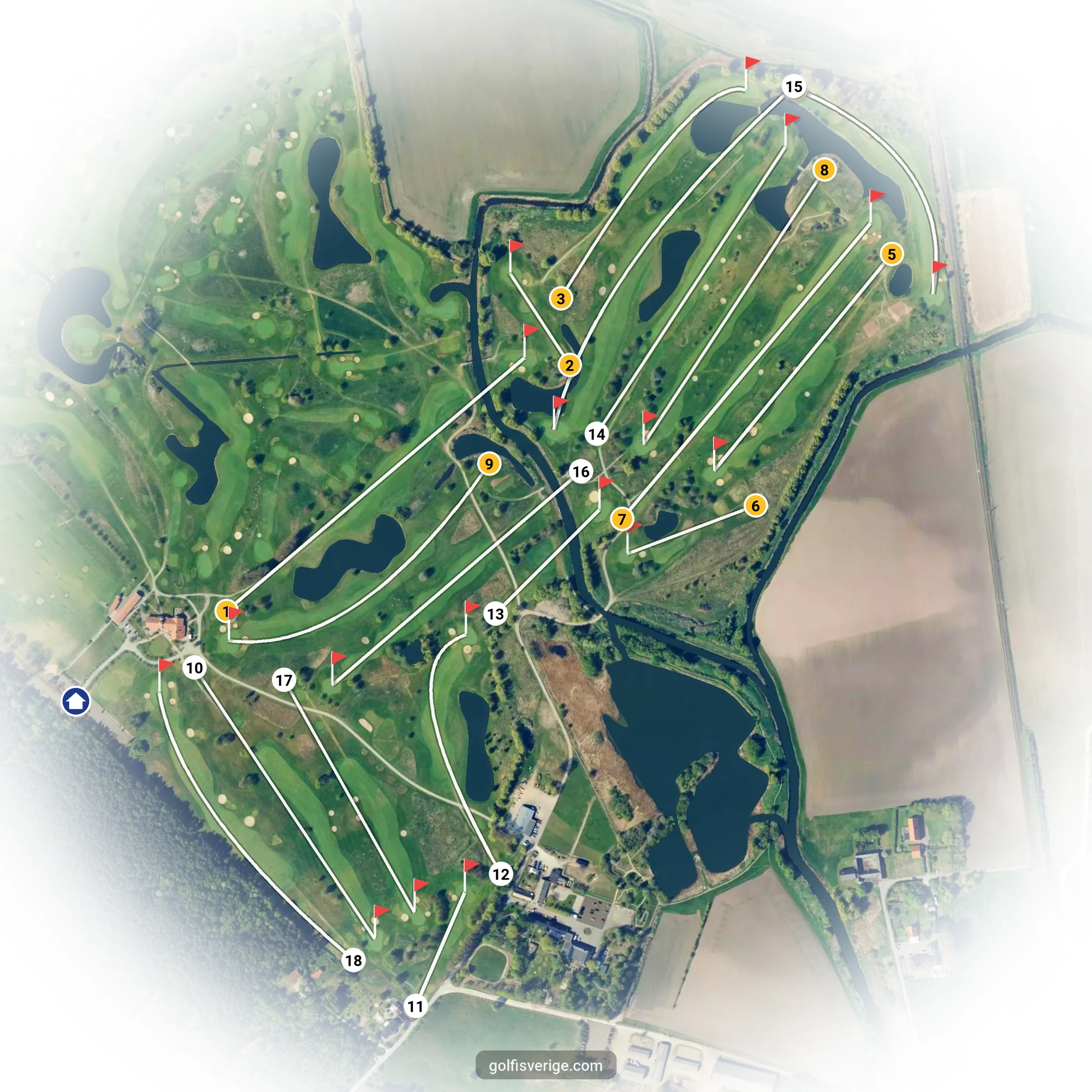 Banguide för 18-hålsbanan på Örestads Golfklubb