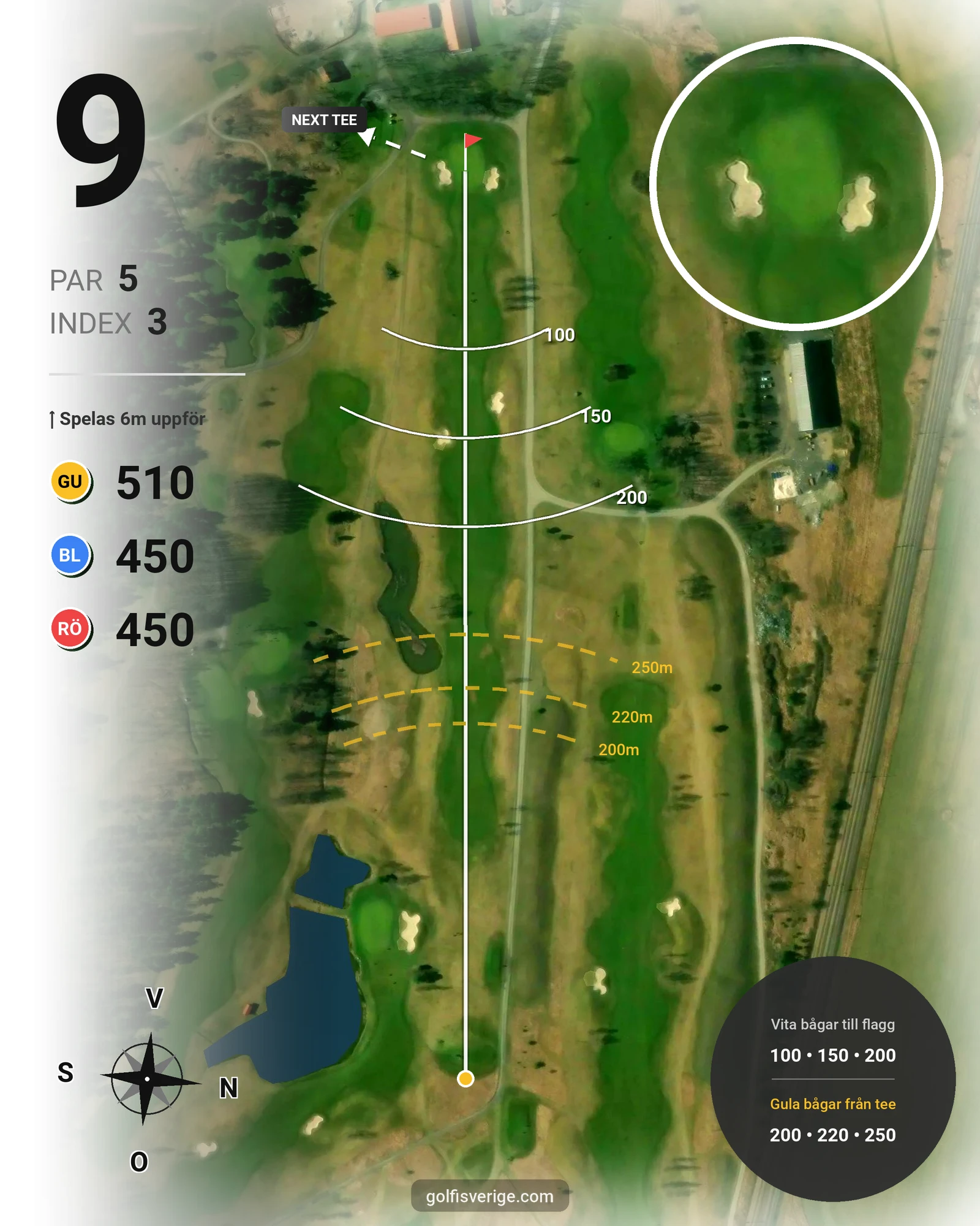 Banguide Orresta GK på Orresta Golfklubb - Hål 9 karta