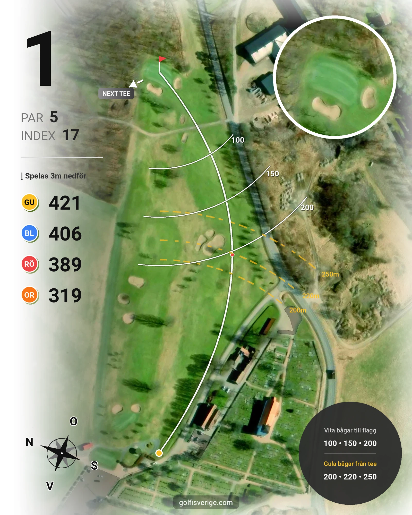 Banguide 18 - hål Orust GK på Orust Golfklubb - Hål 1 karta