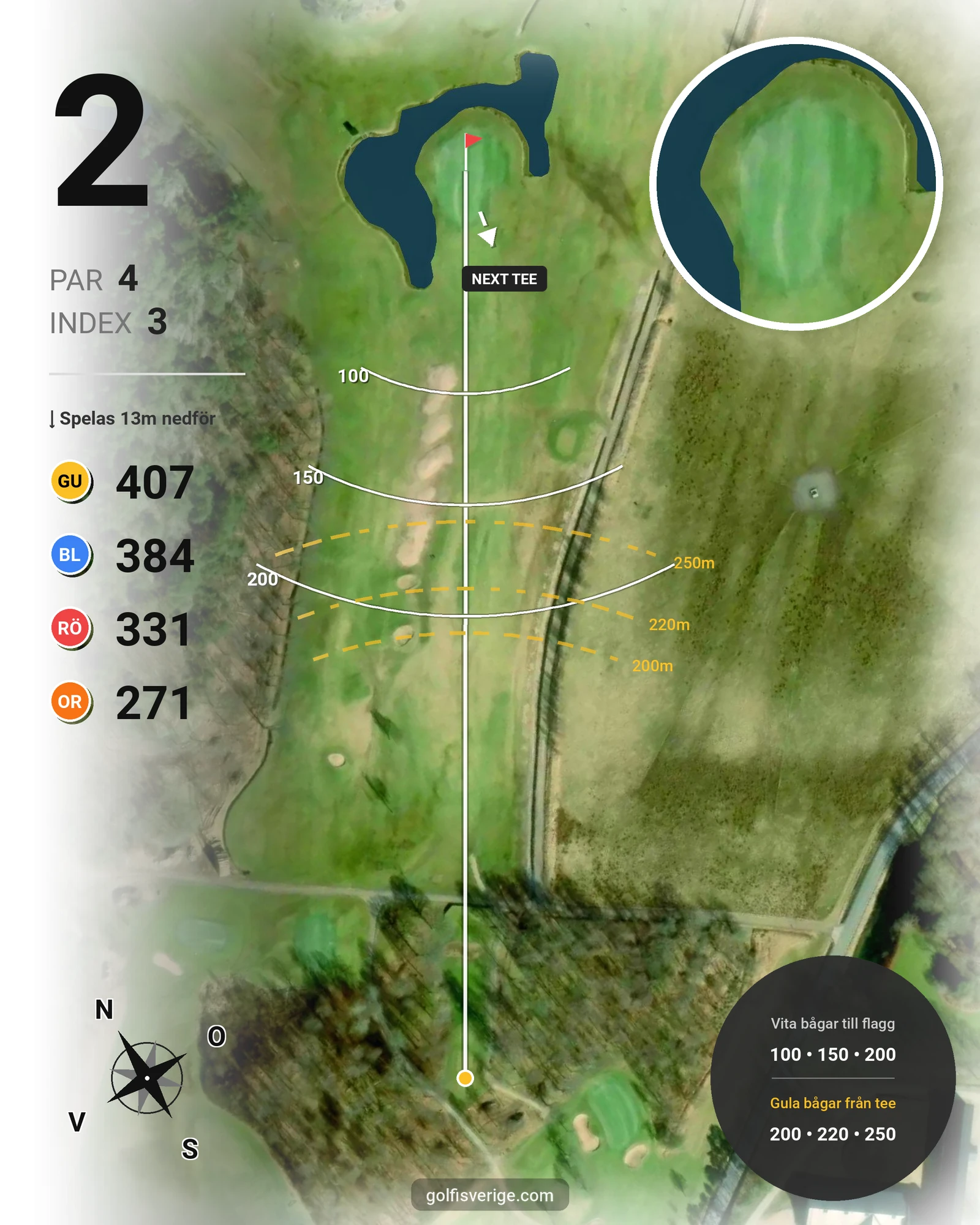 Banguide 18 - hål Orust GK på Orust Golfklubb - Hål 2 karta