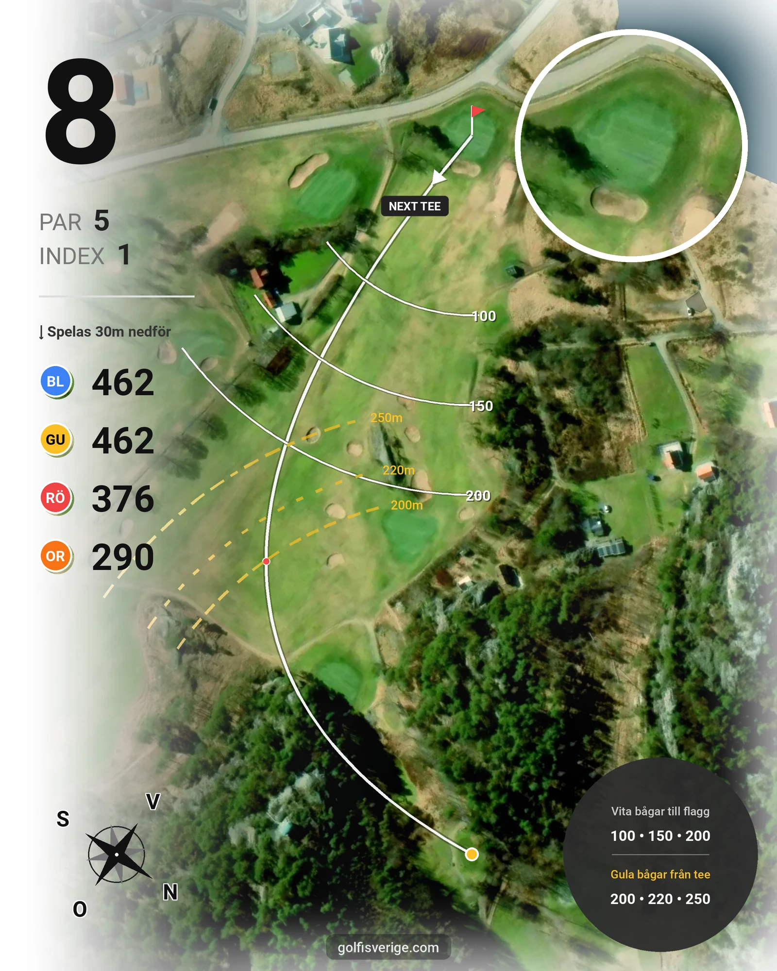 Banguide 18 - hål Orust GK på Orust Golfklubb - Hål 8 karta