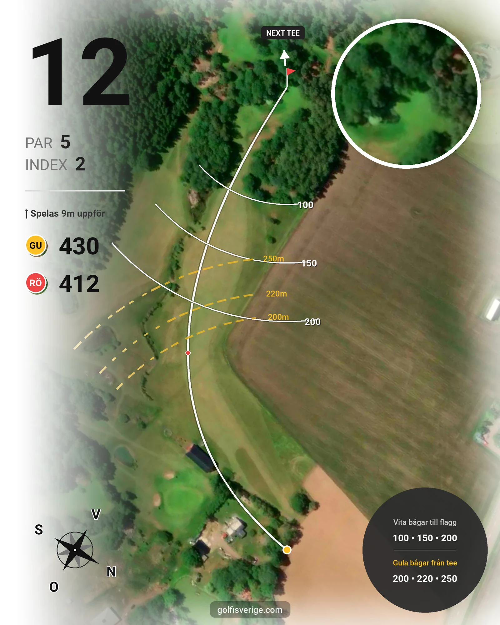 Banguide Östad golf Väderstad på Östad Golf Väderstad - Hål 12 karta