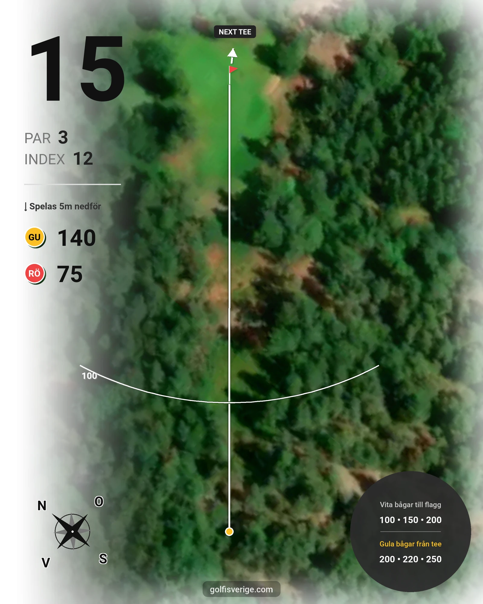 Banguide Östad golf Väderstad på Östad Golf Väderstad - Hål 15 karta