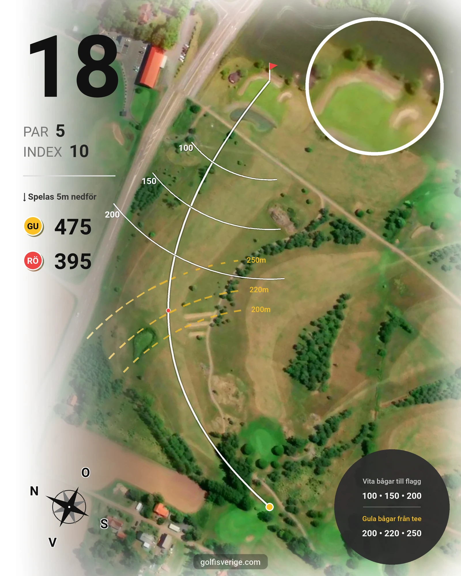 Banguide Östad golf Väderstad på Östad Golf Väderstad - Hål 18 karta