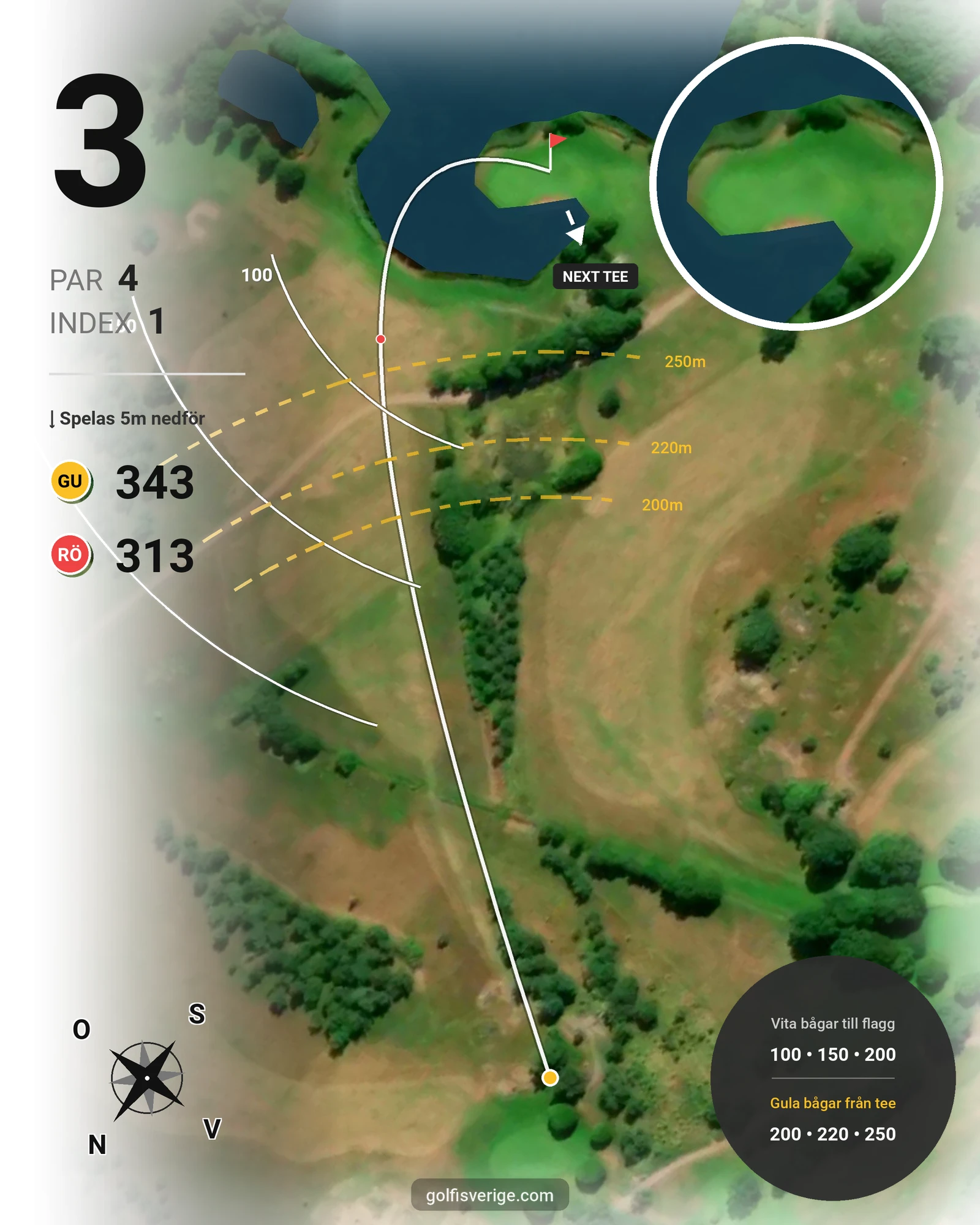 Banguide Östad golf Väderstad på Östad Golf Väderstad - Hål 3 karta