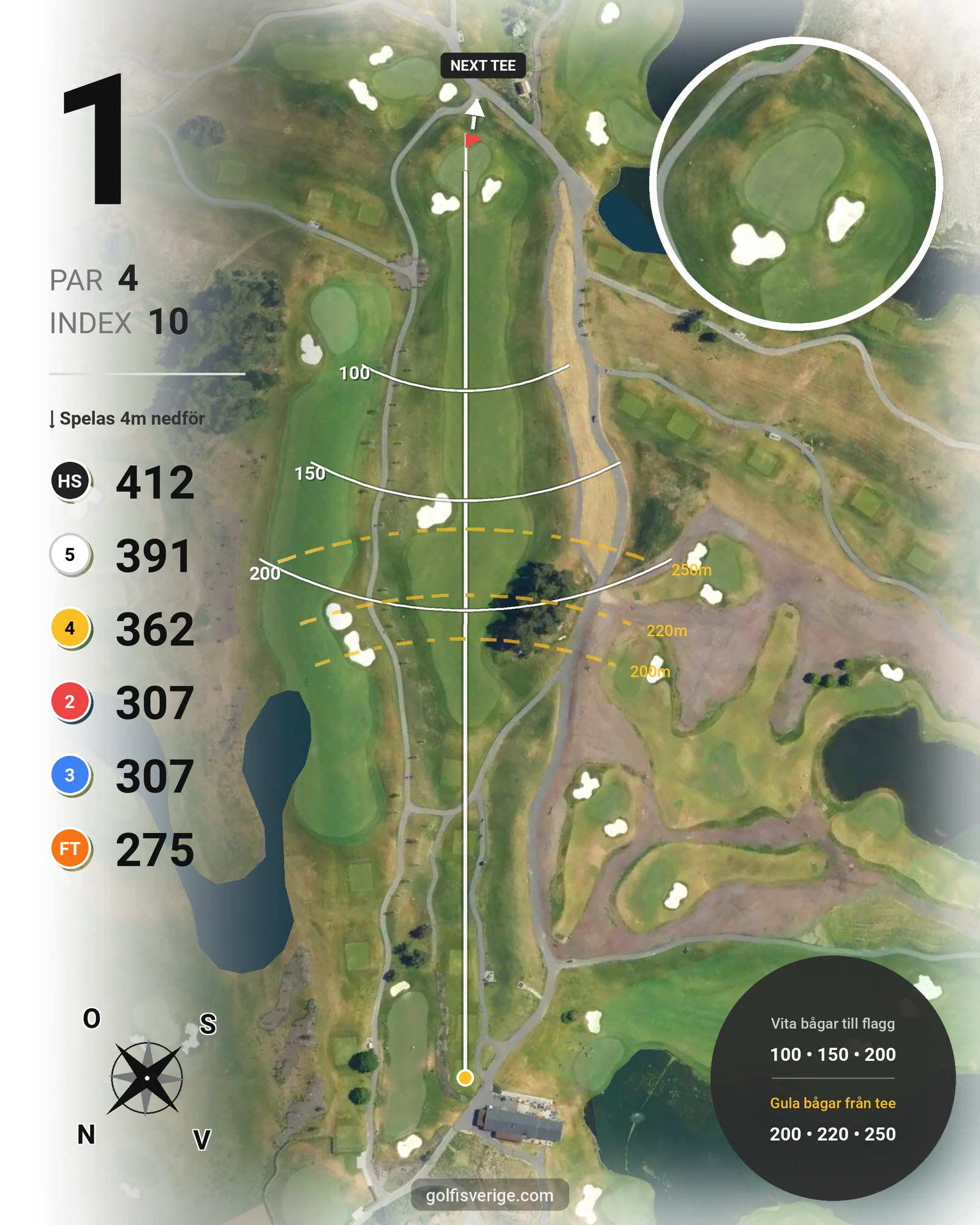 Banguide East Course hål 10-18 hål 1 karta