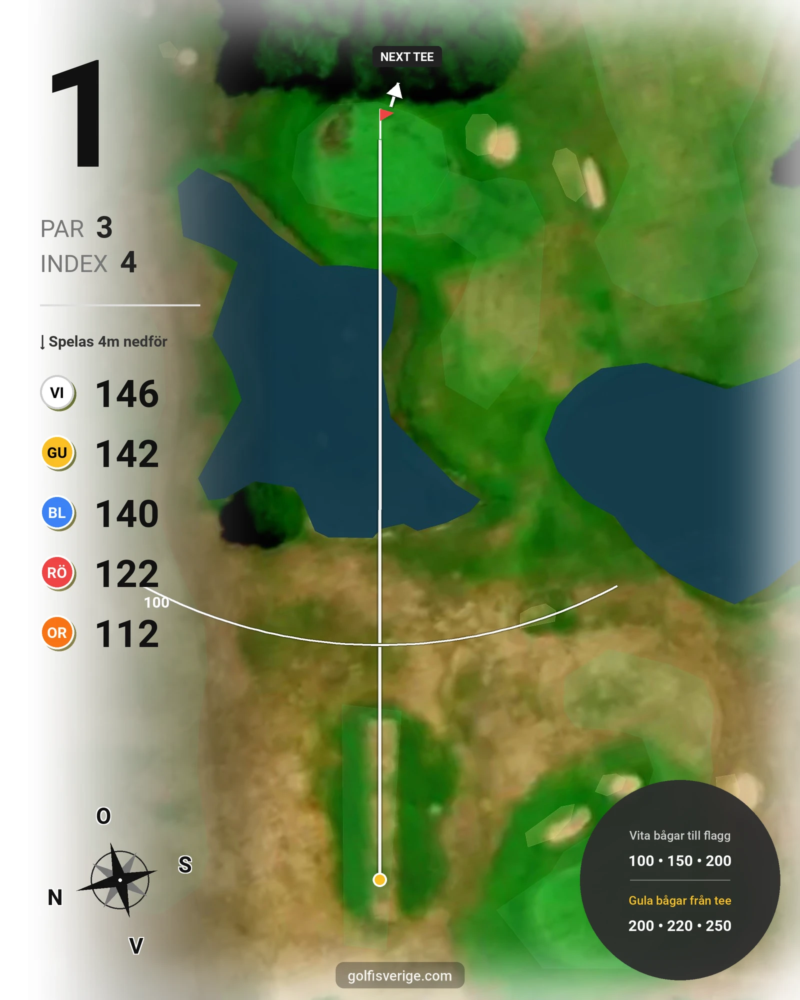 Banguide Östra Göinge Golfklubb på Östra Göinge Golfklubb - Hål 1 karta