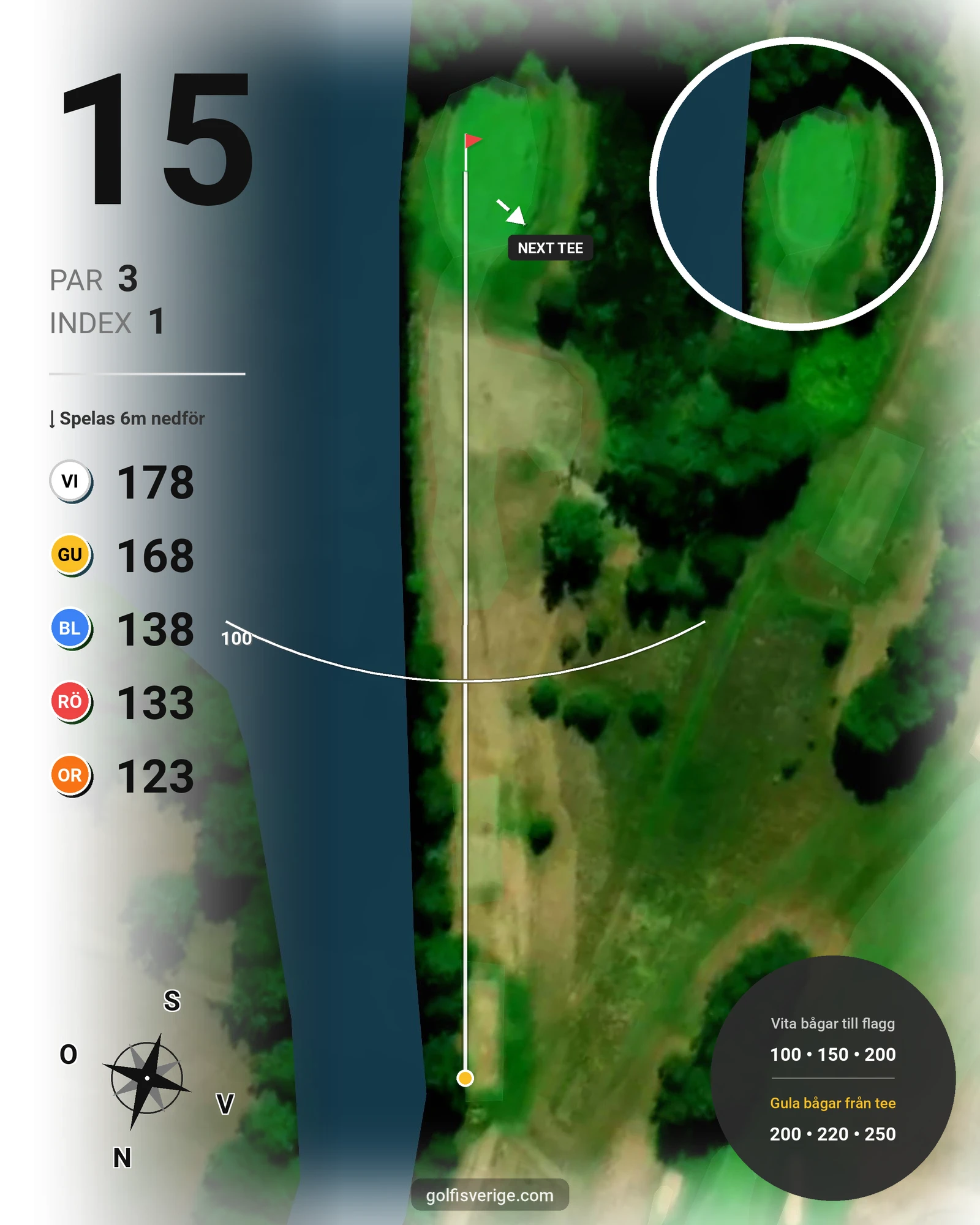 Banguide Östra Göinge Golfklubb på Östra Göinge Golfklubb - Hål 15 karta