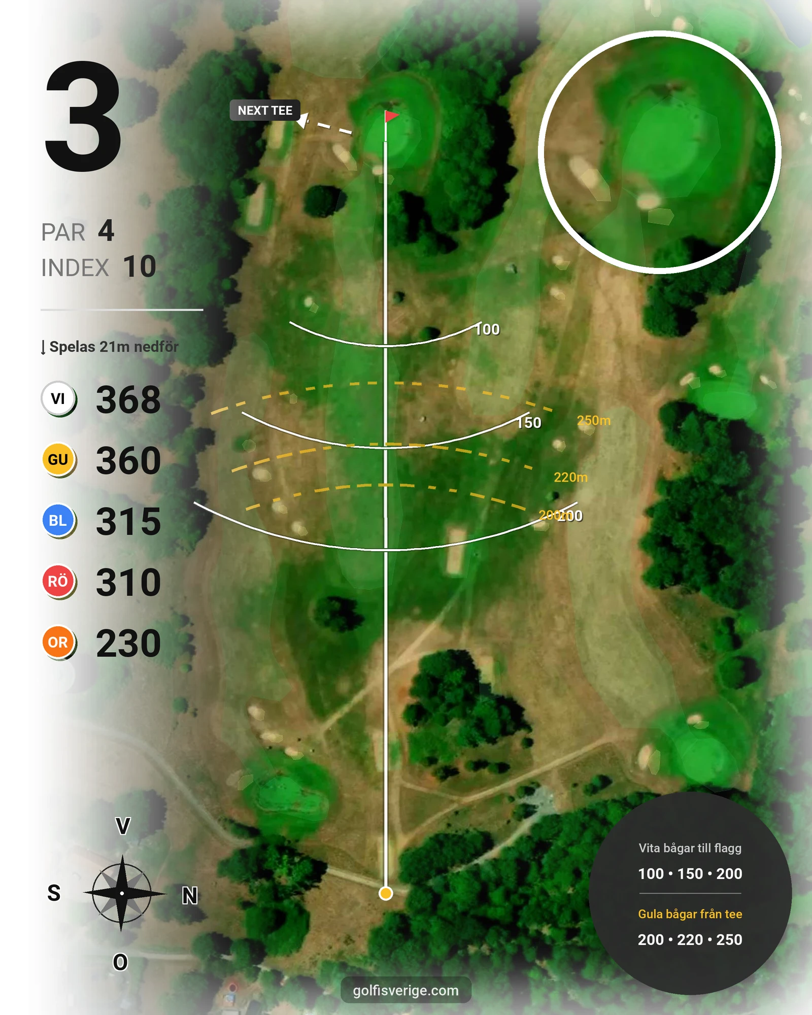 Banguide Östra Göinge Golfklubb på Östra Göinge Golfklubb - Hål 3 karta