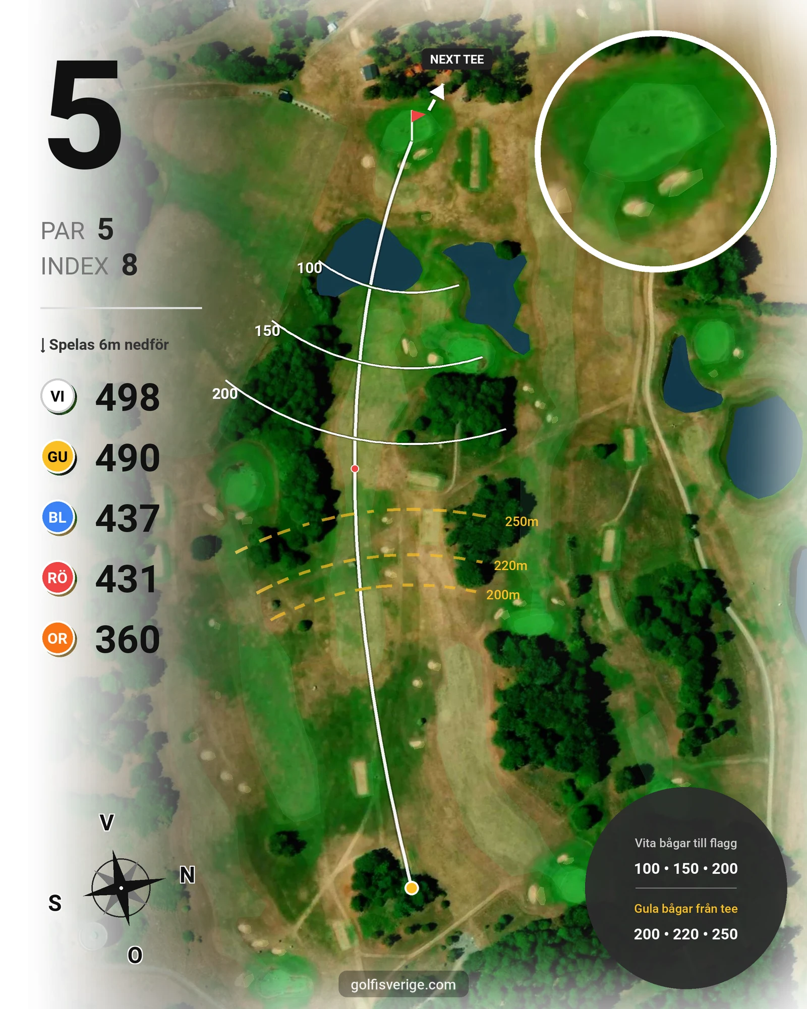 Banguide Östra Göinge Golfklubb på Östra Göinge Golfklubb - Hål 5 karta