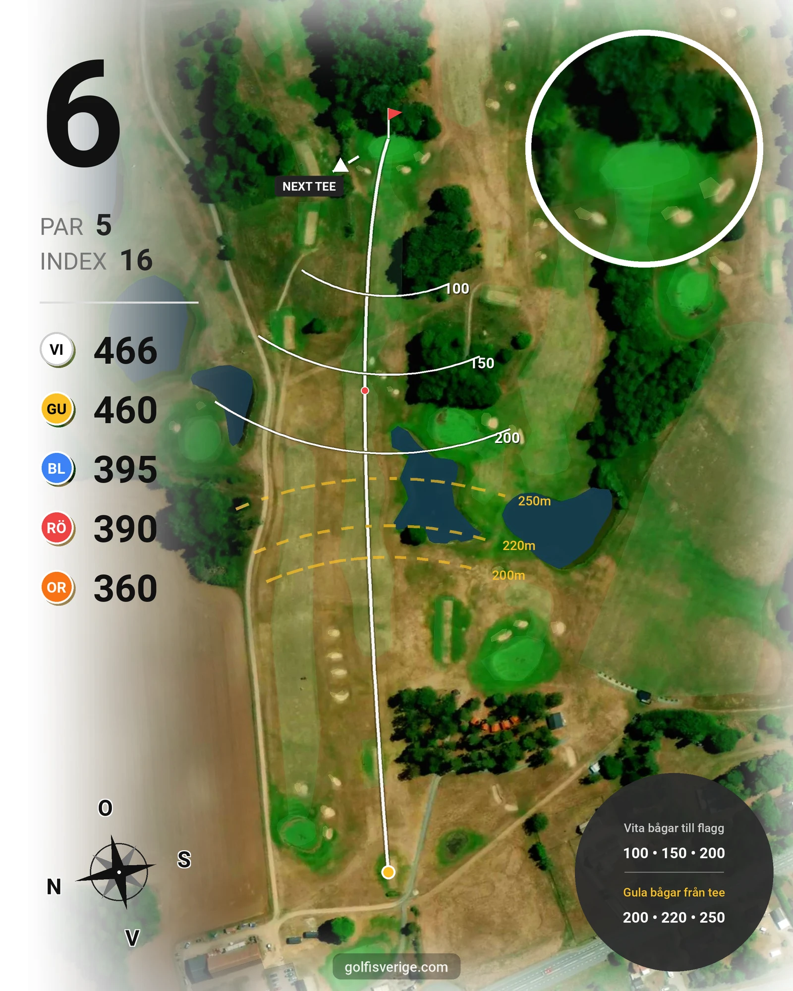 Banguide Östra Göinge Golfklubb på Östra Göinge Golfklubb - Hål 6 karta