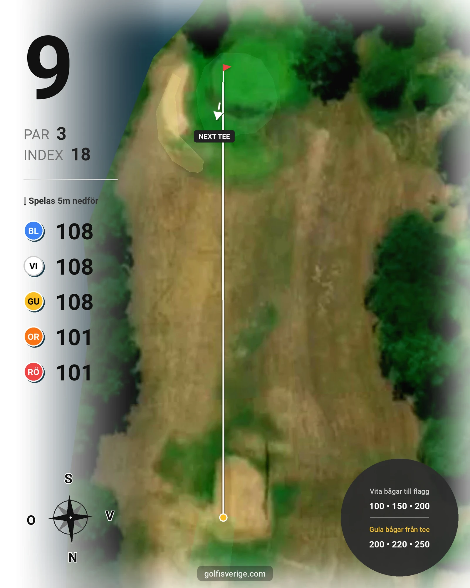 Banguide Östra Göinge Golfklubb på Östra Göinge Golfklubb - Hål 9 karta