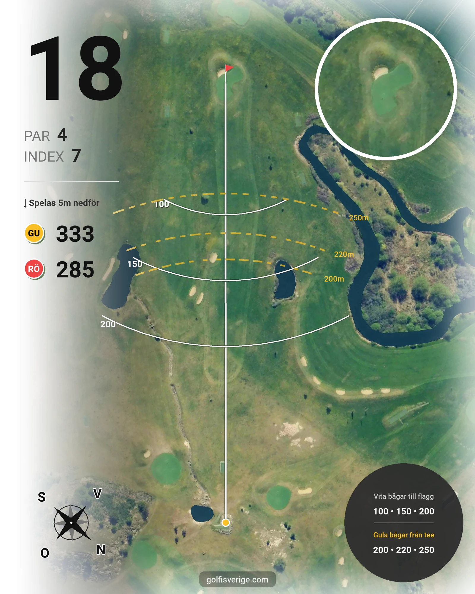 Banguide Oxie Golfklubb på Oxie Golfklubb - Hål 18 karta