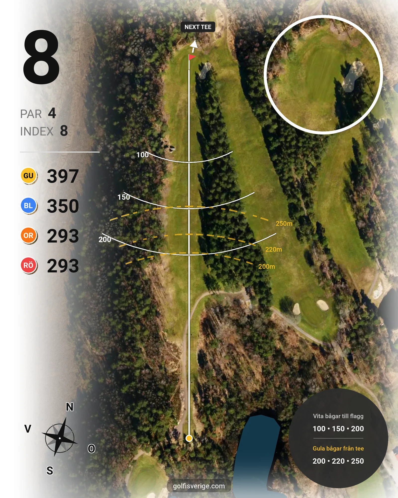 Banguide Partille GK på Partille Golfklubb - Hål 8 karta