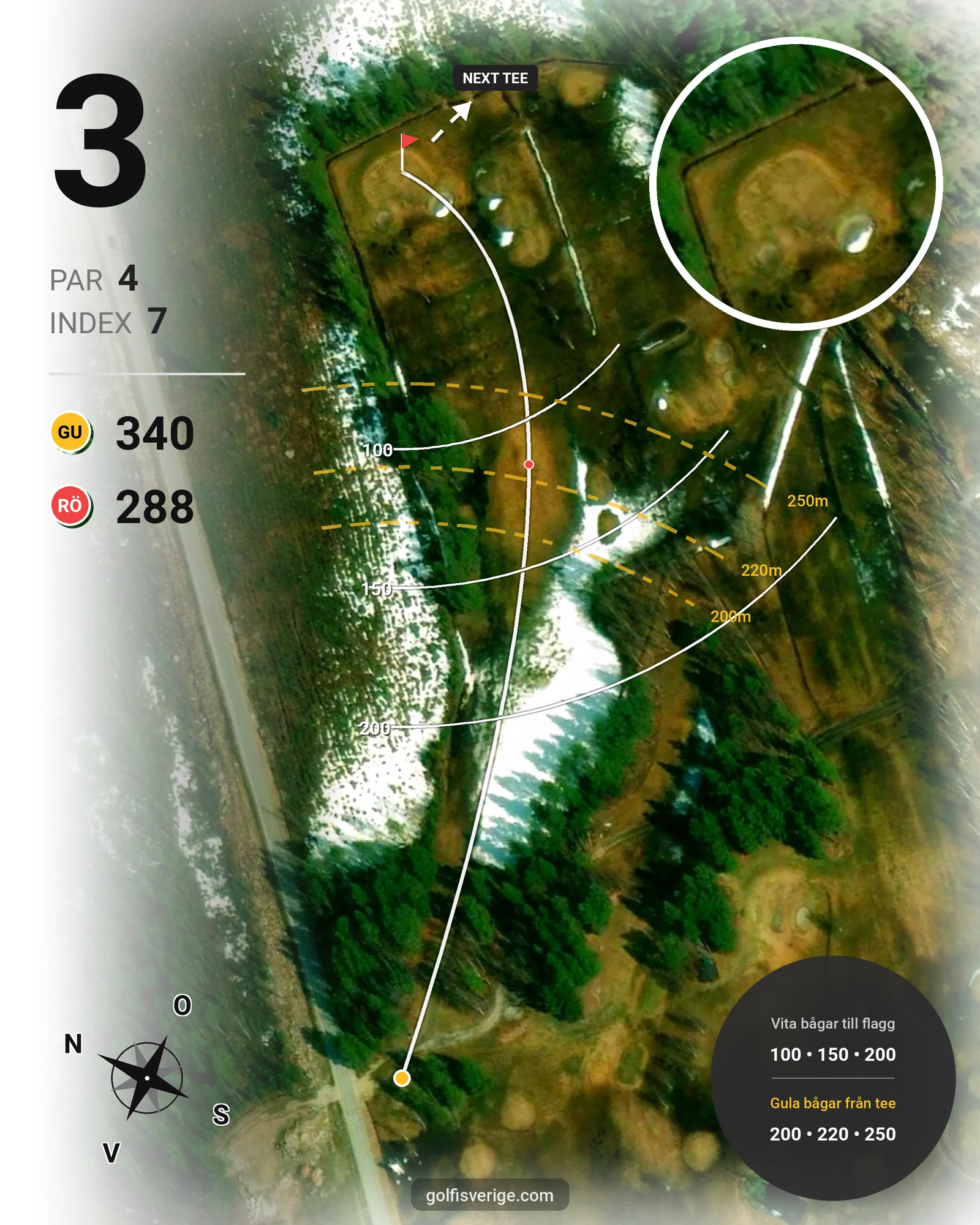 Banguide 9-hålsbana, Fastighetsbyrån på Piteå Golfklubb - Hål 3 karta
