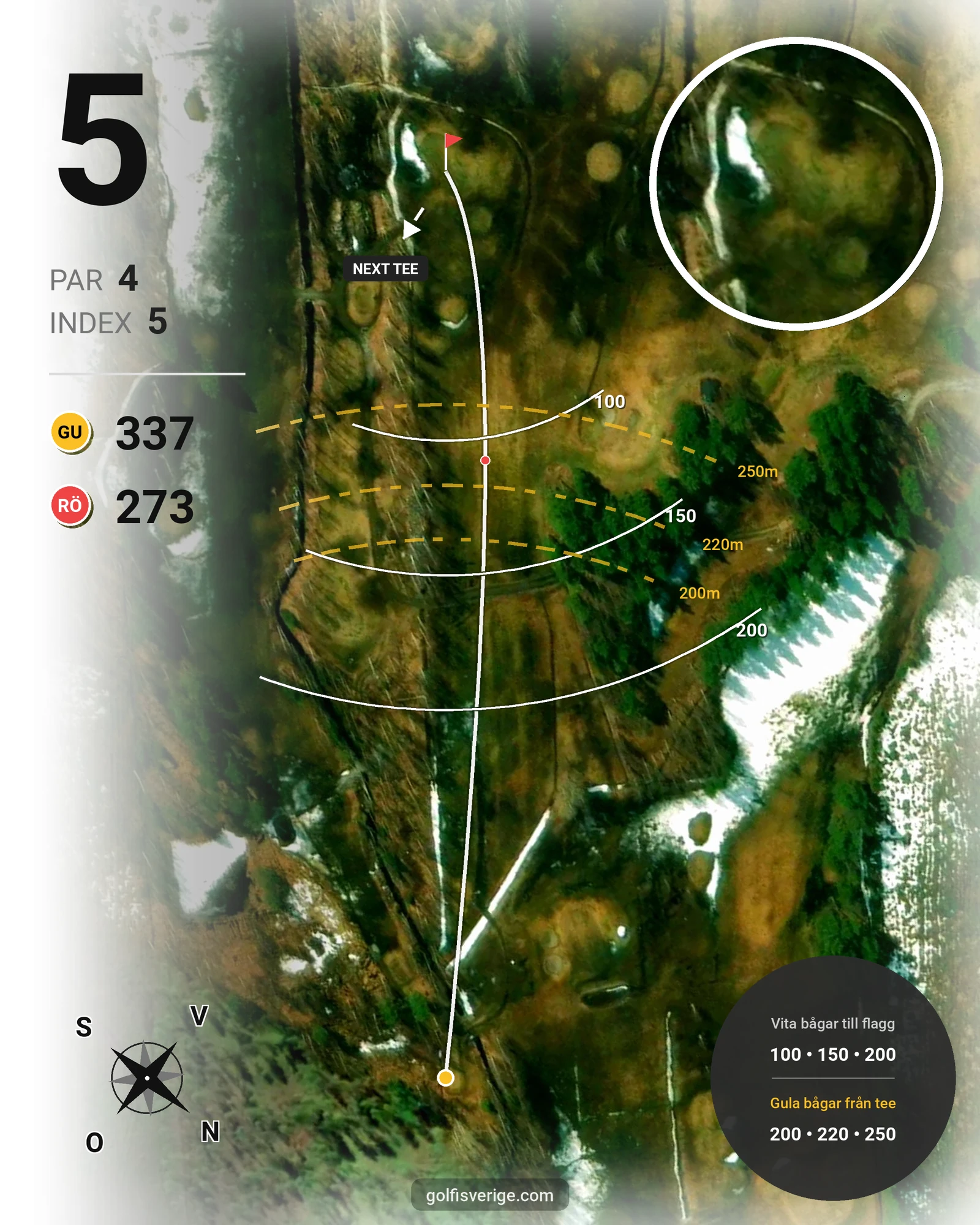 Banguide 9-hålsbana, Fastighetsbyrån på Piteå Golfklubb - Hål 5 karta