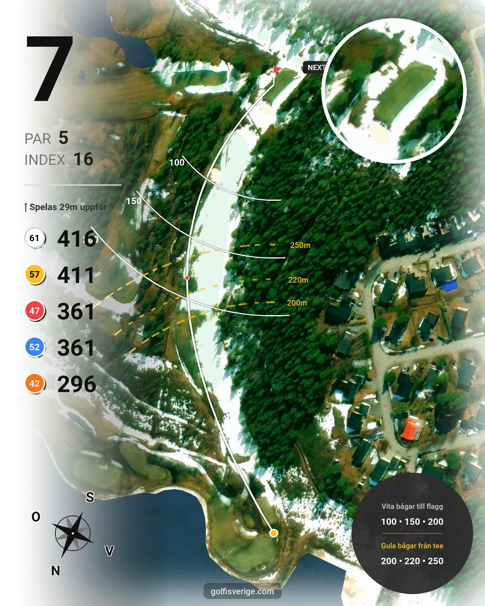 Banguide 18-hål, Sparbanken-Nordslingan på Piteå Golfklubb - Hål 7 karta