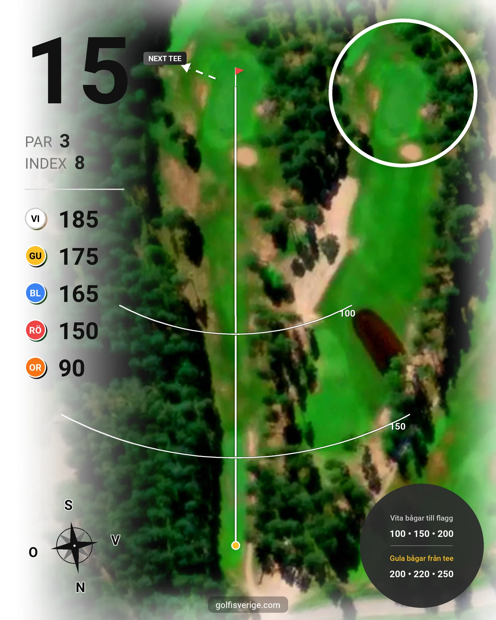 Banguide Rättviks golfbana på Rättviks Golfklubb - Hål 15 karta