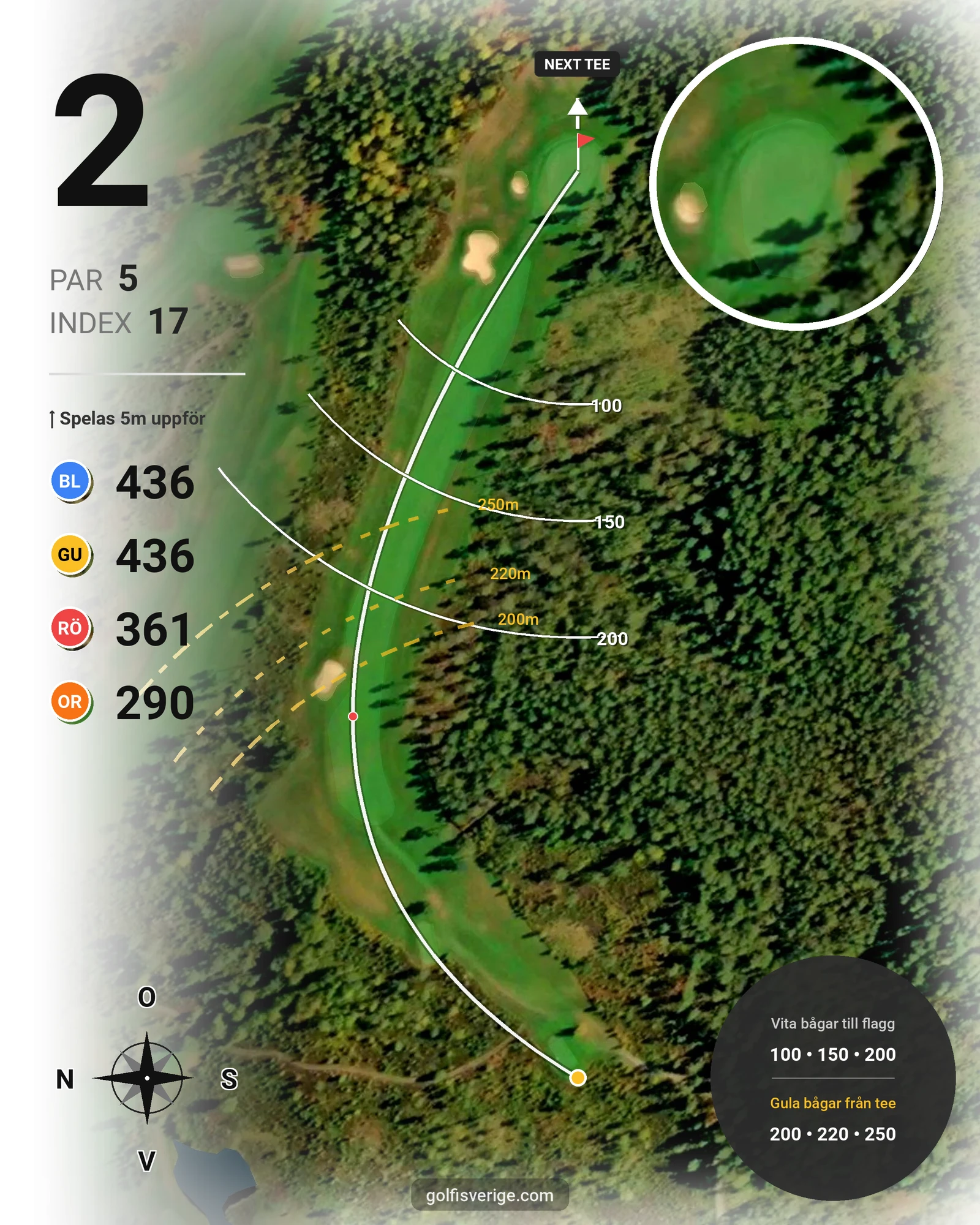 Banguide Källebackens Golfbana på Reftele Golfklubb - Hål 2 karta