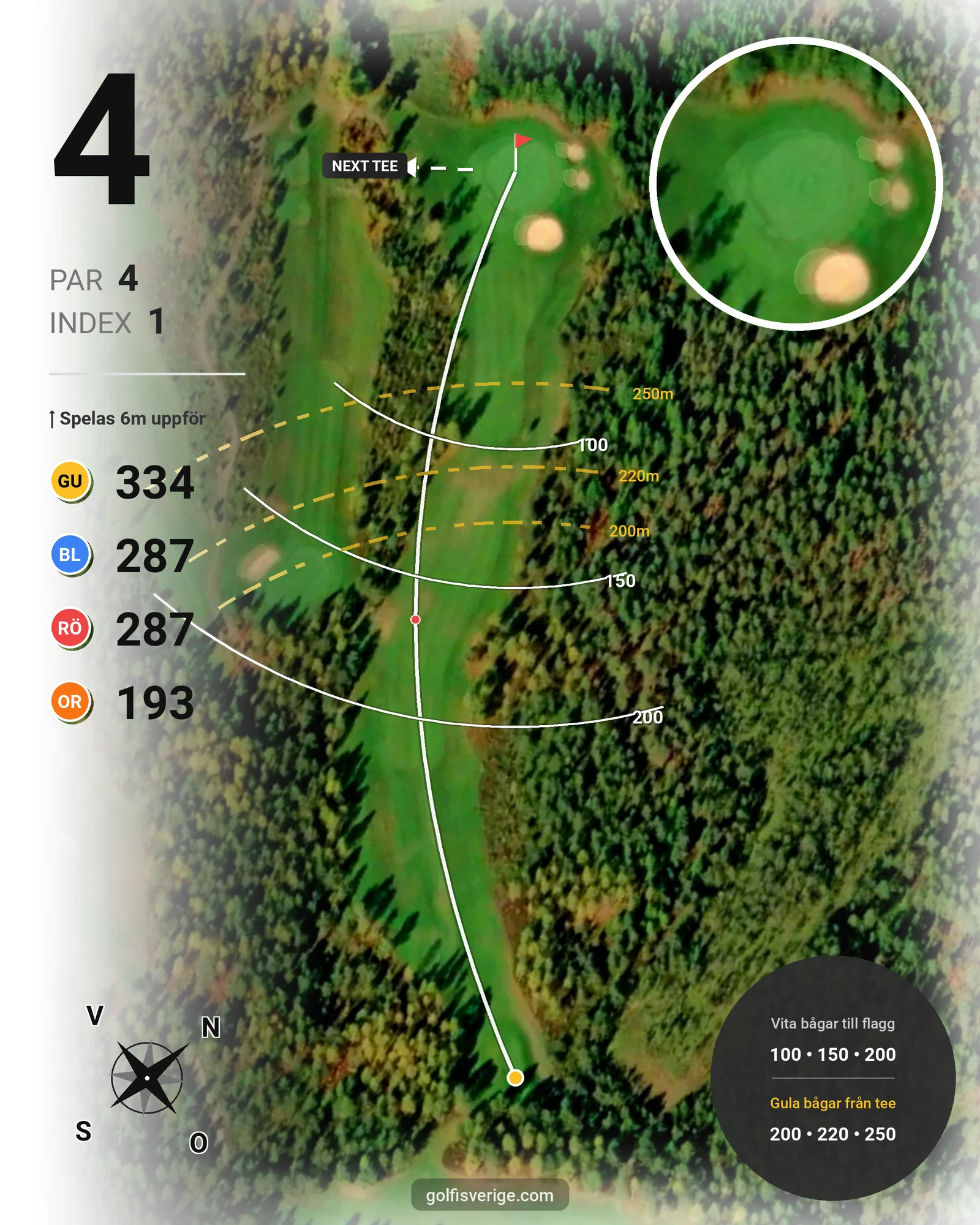 Banguide Källebackens Golfbana på Reftele Golfklubb - Hål 4 karta