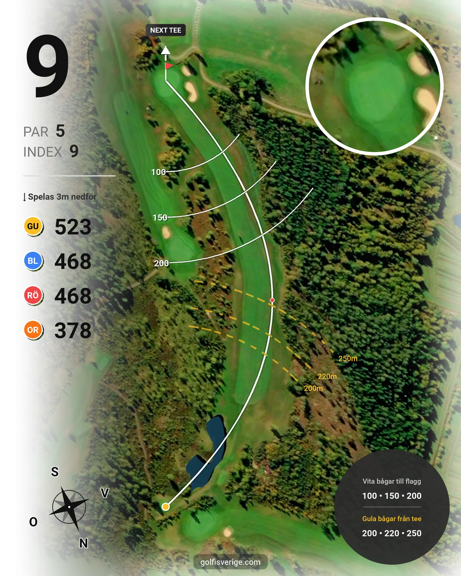 Banguide Källebackens Golfbana på Reftele Golfklubb - Hål 9 karta
