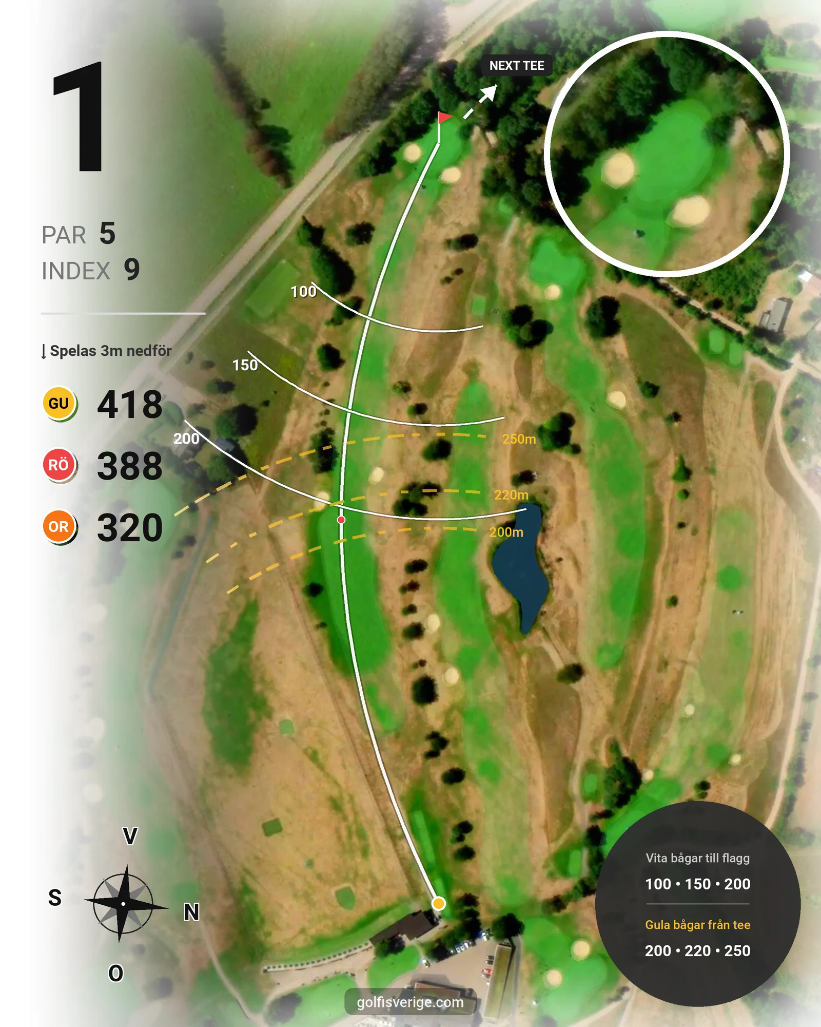 Banguide Dubbelbokning på Ringenäs Golfklubb - Hål 1 karta
