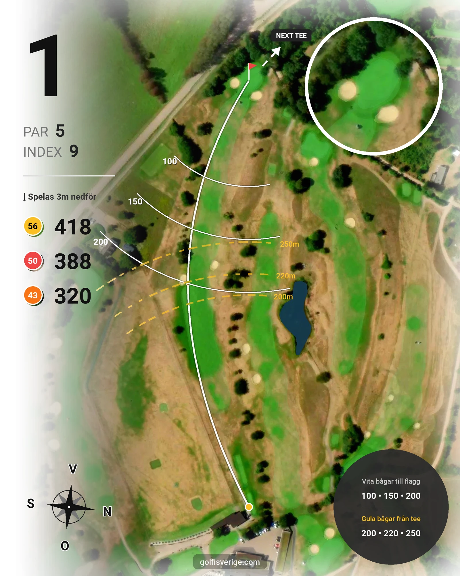 Banguide Dubbelbokning på Ringenäs Golfklubb - Hål 1 karta
