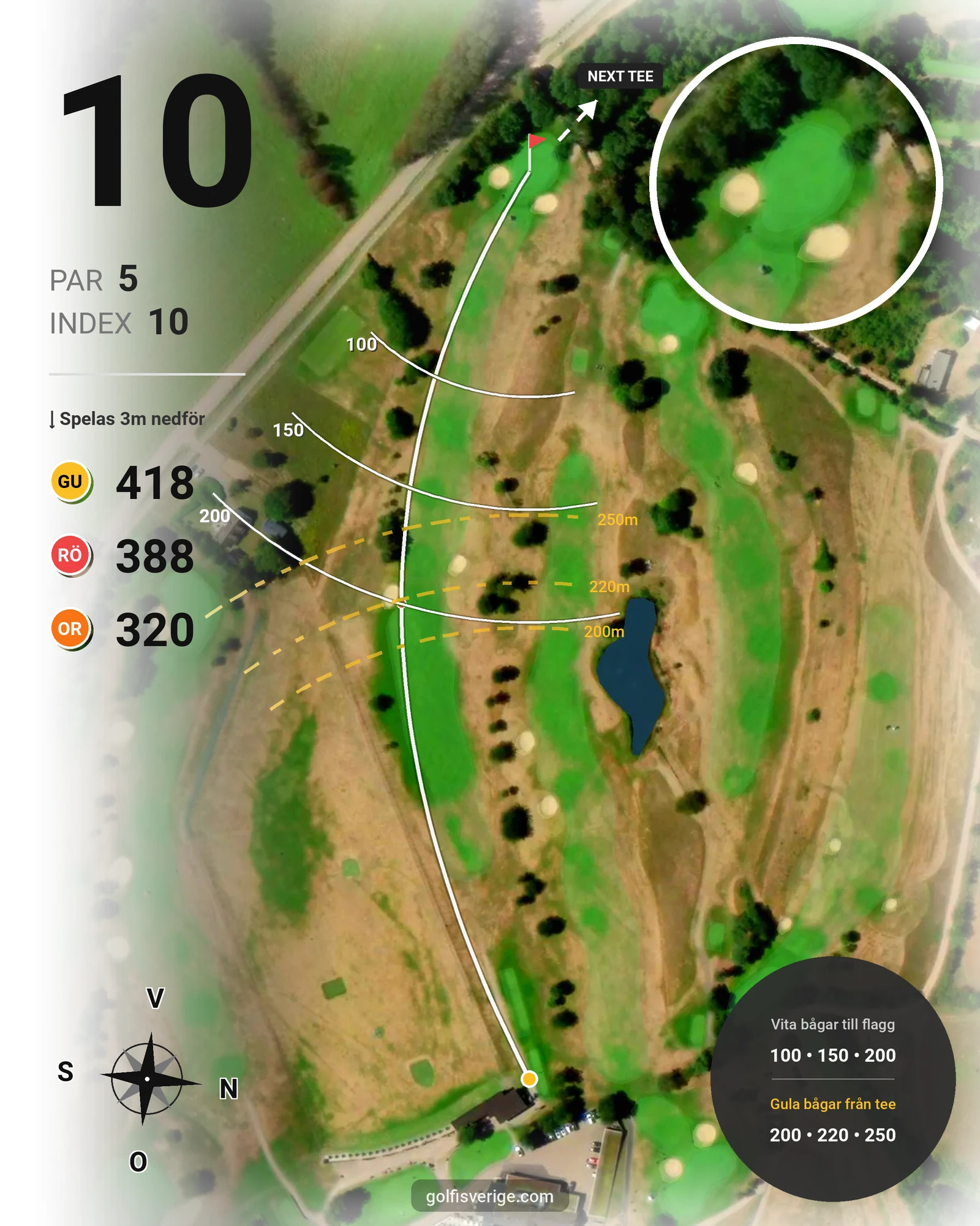 Banguide 18-hålsbanan på Ringenäs Golfklubb - Hål 10 karta