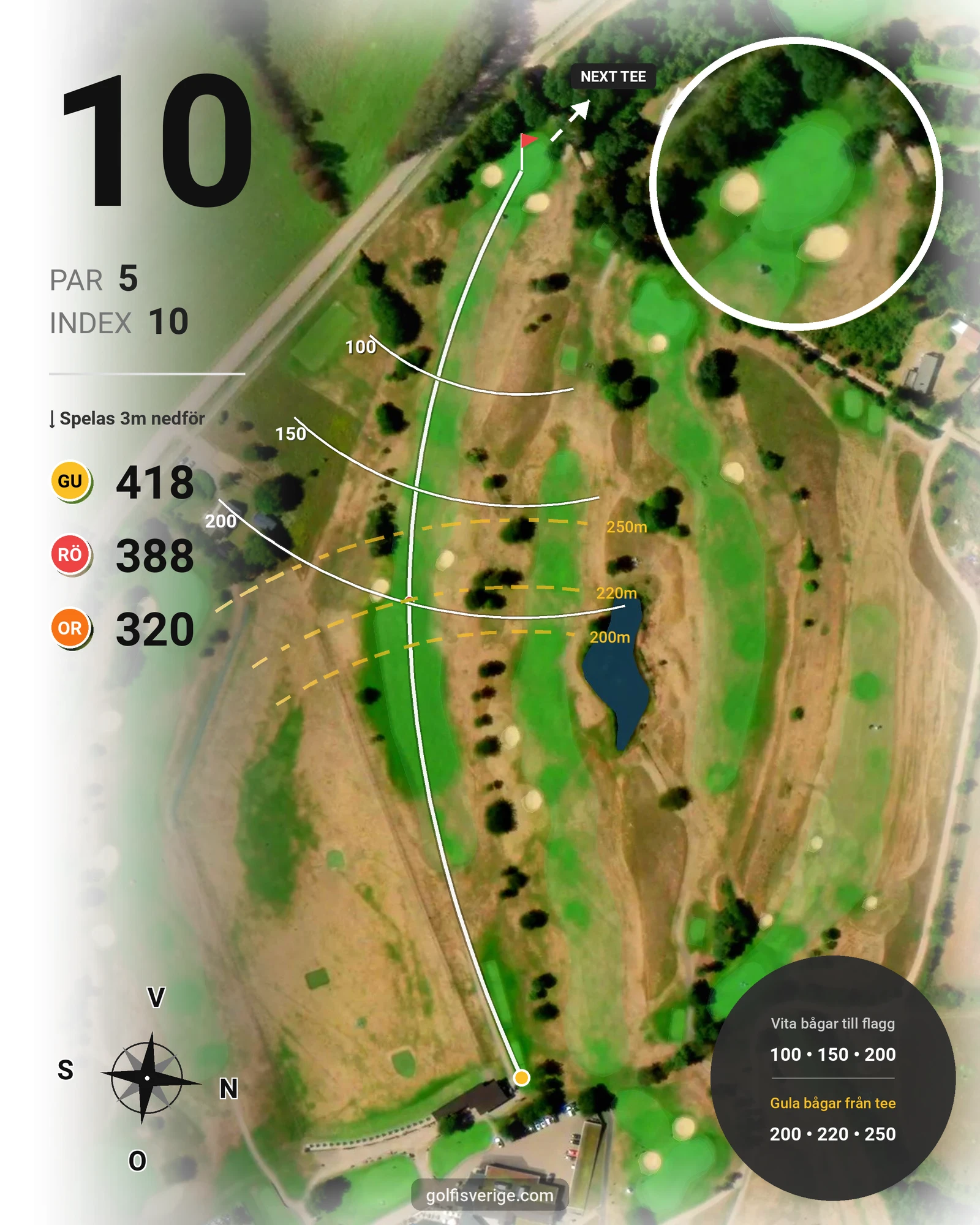 Banguide 18-hålsbanan på Ringenäs Golfklubb - Hål 10 karta