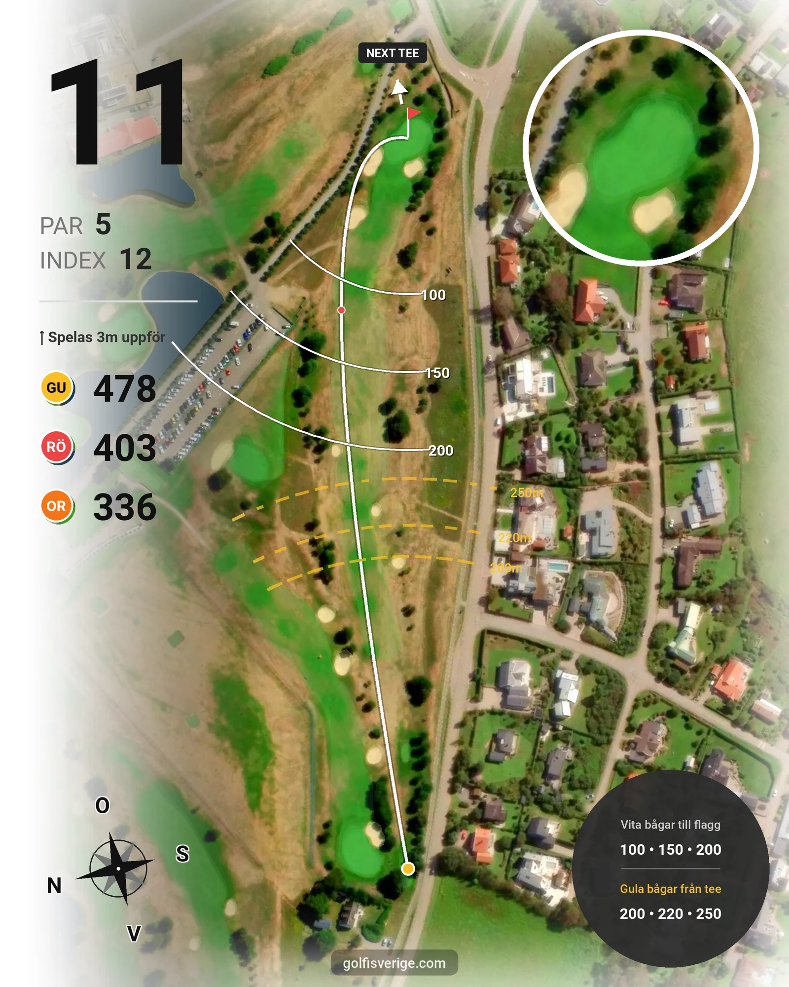 Banguide Dubbelbokning på Ringenäs Golfklubb - Hål 11 karta