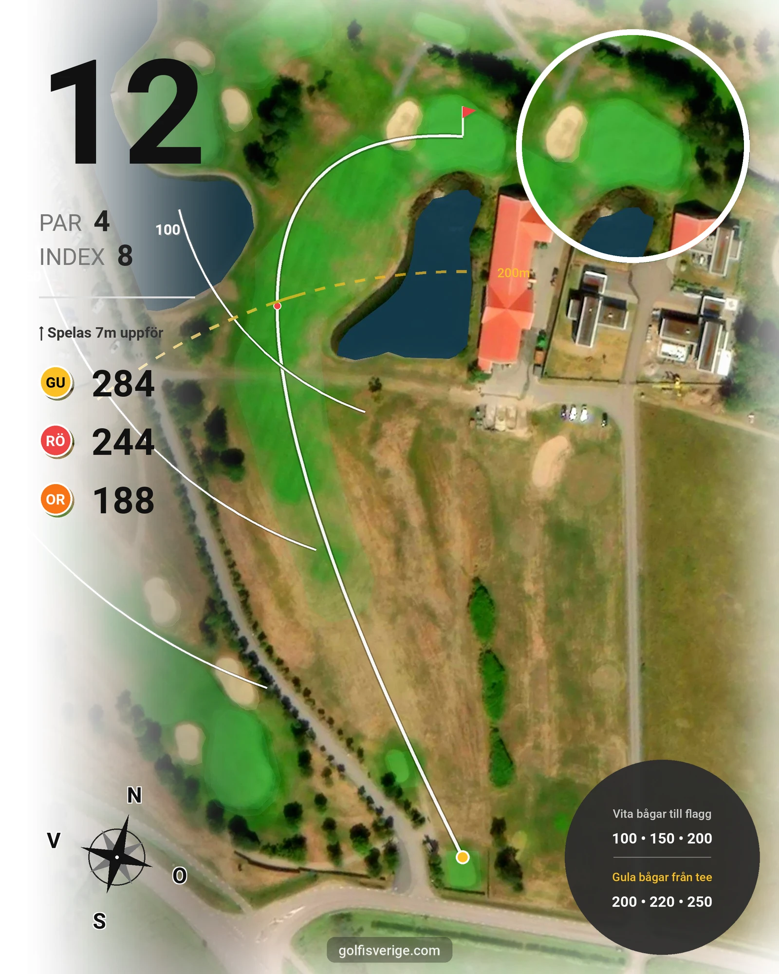 Banguide 9-hålsbanan på Ringenäs Golfklubb - Hål 12 karta