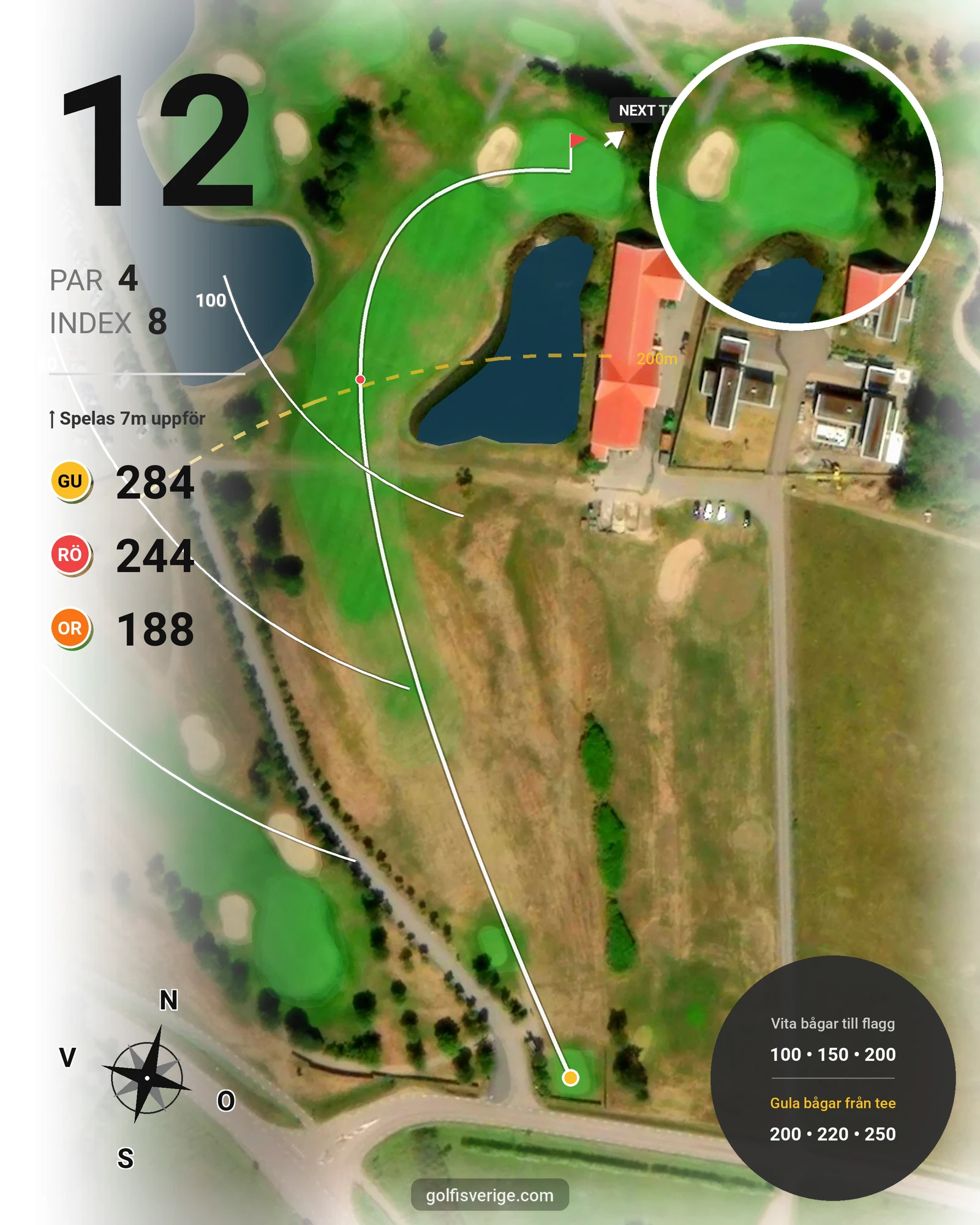Banguide 18-hålsbanan på Ringenäs Golfklubb - Hål 12 karta