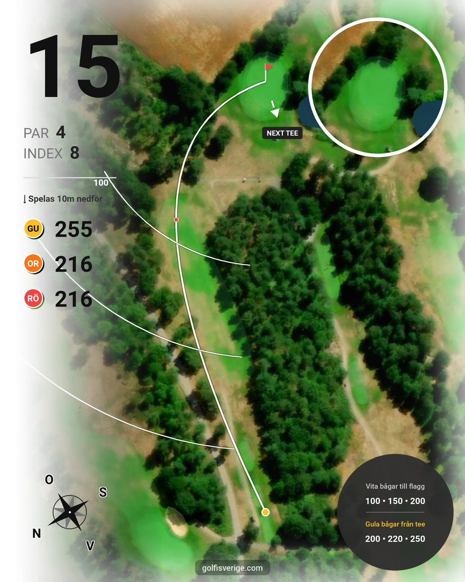 Banguide 9-hålsbanan på Ringenäs Golfklubb - Hål 15 karta