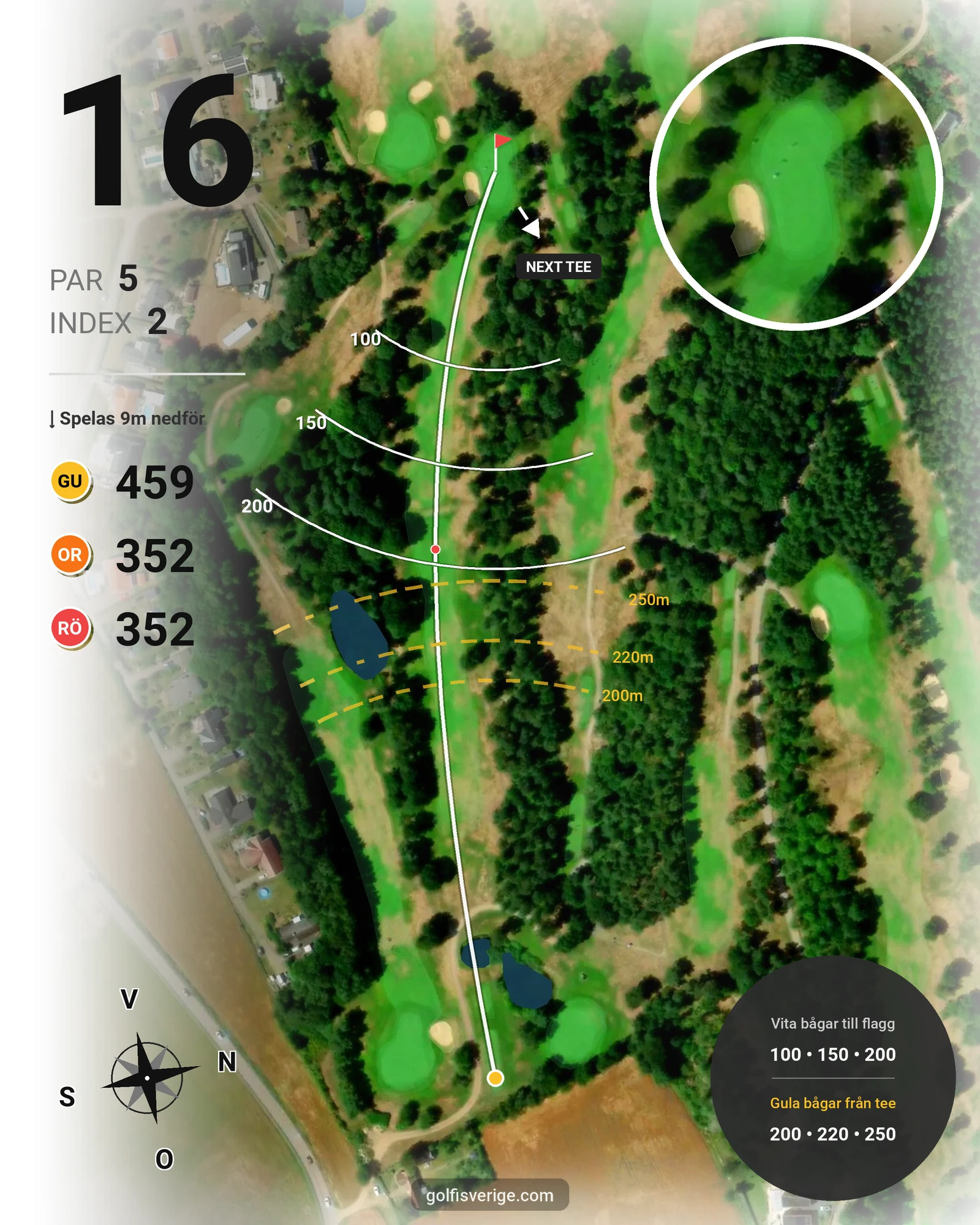 Banguide 9-hålsbanan på Ringenäs Golfklubb - Hål 16 karta