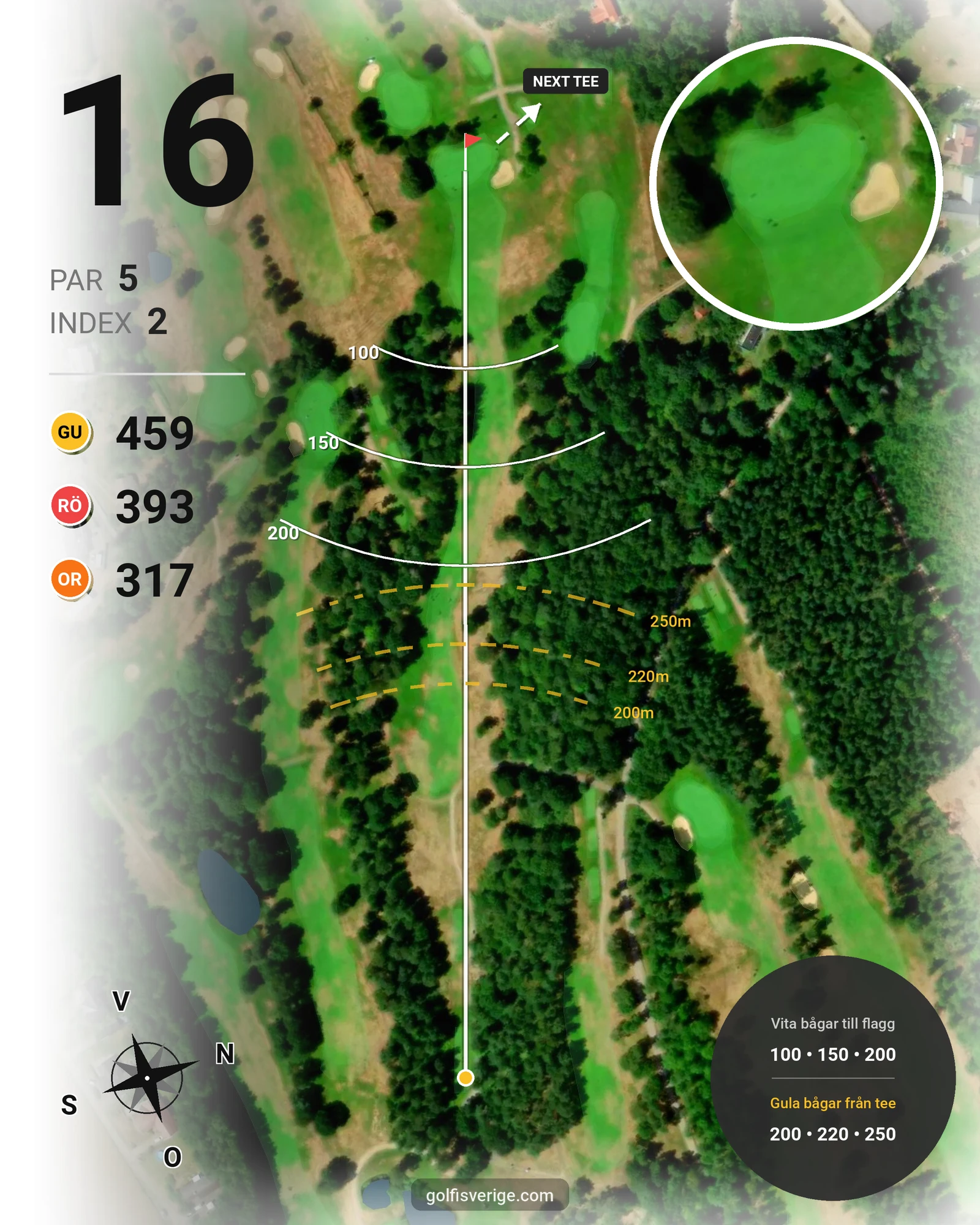 Banguide 9-hålsbanan på Ringenäs Golfklubb - Hål 16 karta