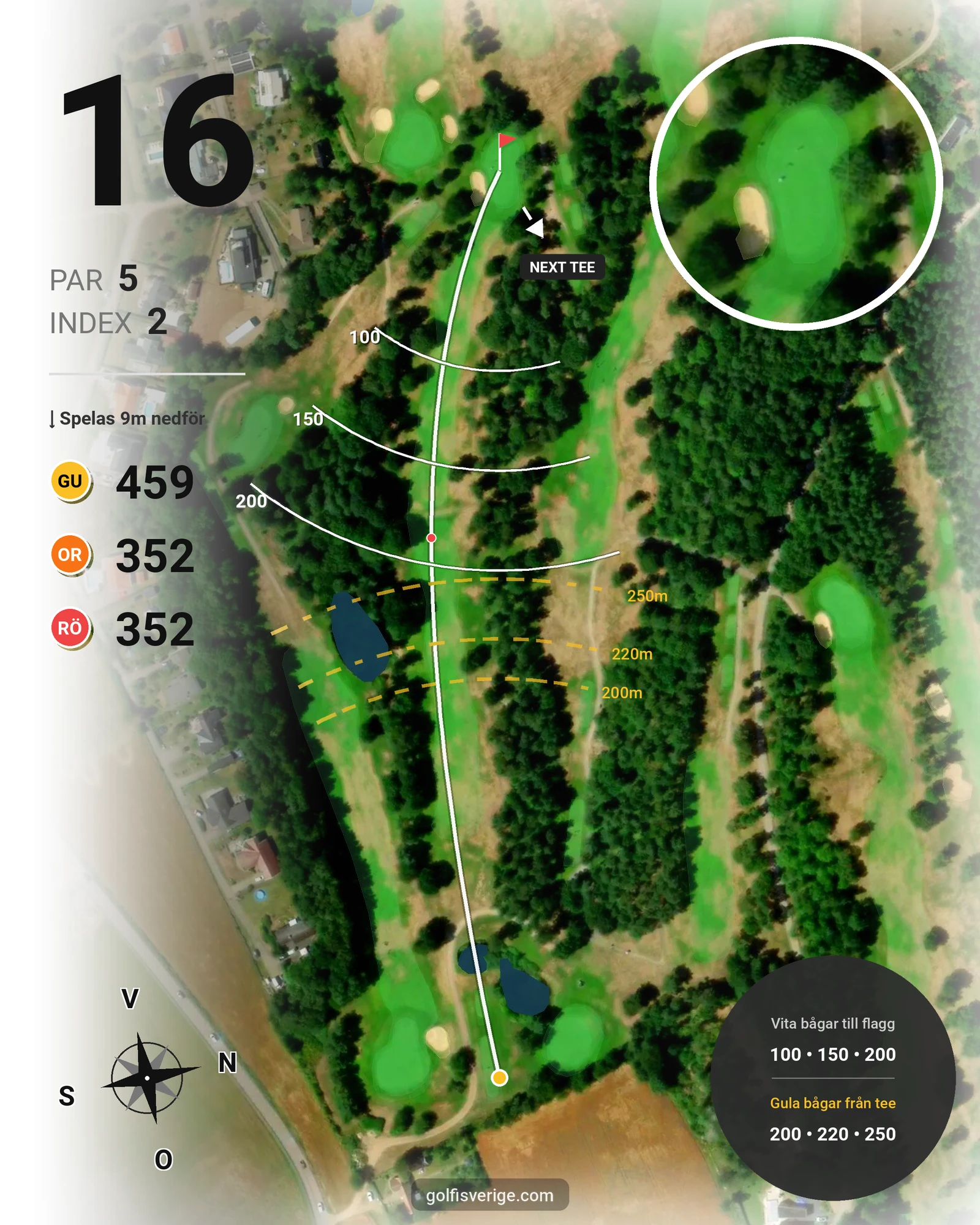 Banguide Dubbelbokning på Ringenäs Golfklubb - Hål 16 karta