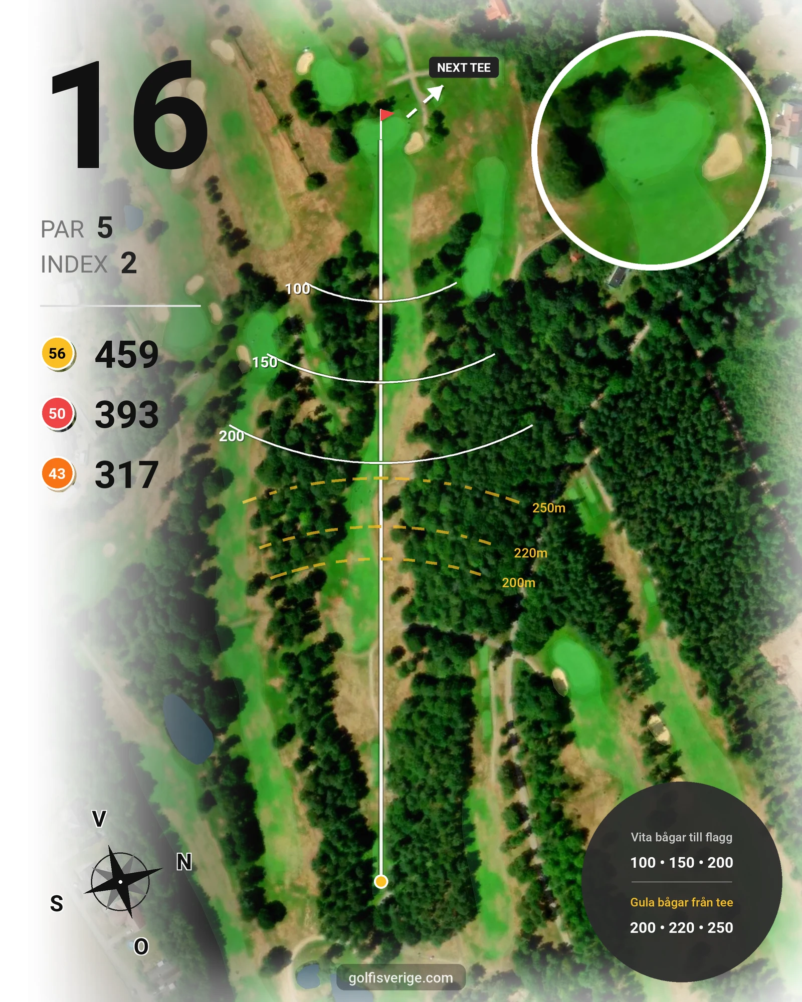 Banguide Dubbelbokning på Ringenäs Golfklubb - Hål 16 karta