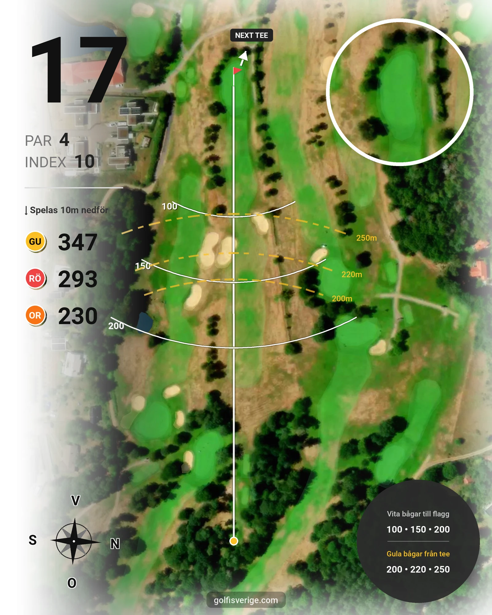 Banguide 9-hålsbanan på Ringenäs Golfklubb - Hål 17 karta