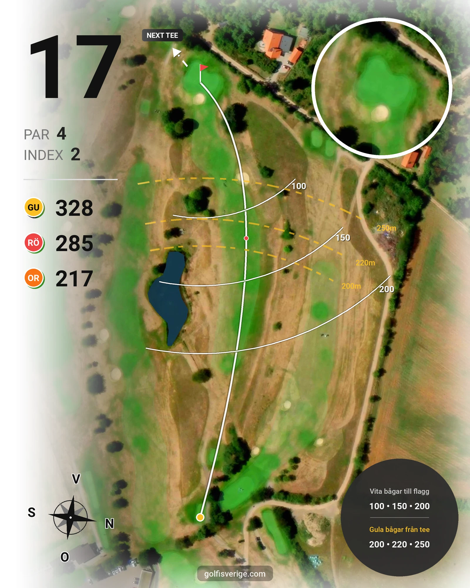 Banguide 18-hålsbanan på Ringenäs Golfklubb - Hål 17 karta