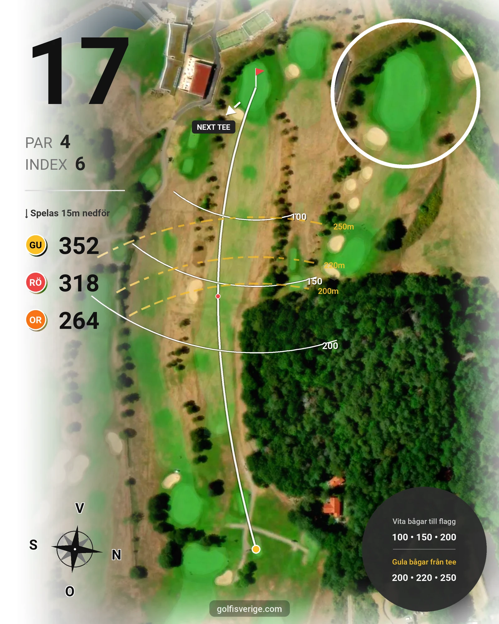 Banguide 9-hålsbanan på Ringenäs Golfklubb - Hål 17 karta