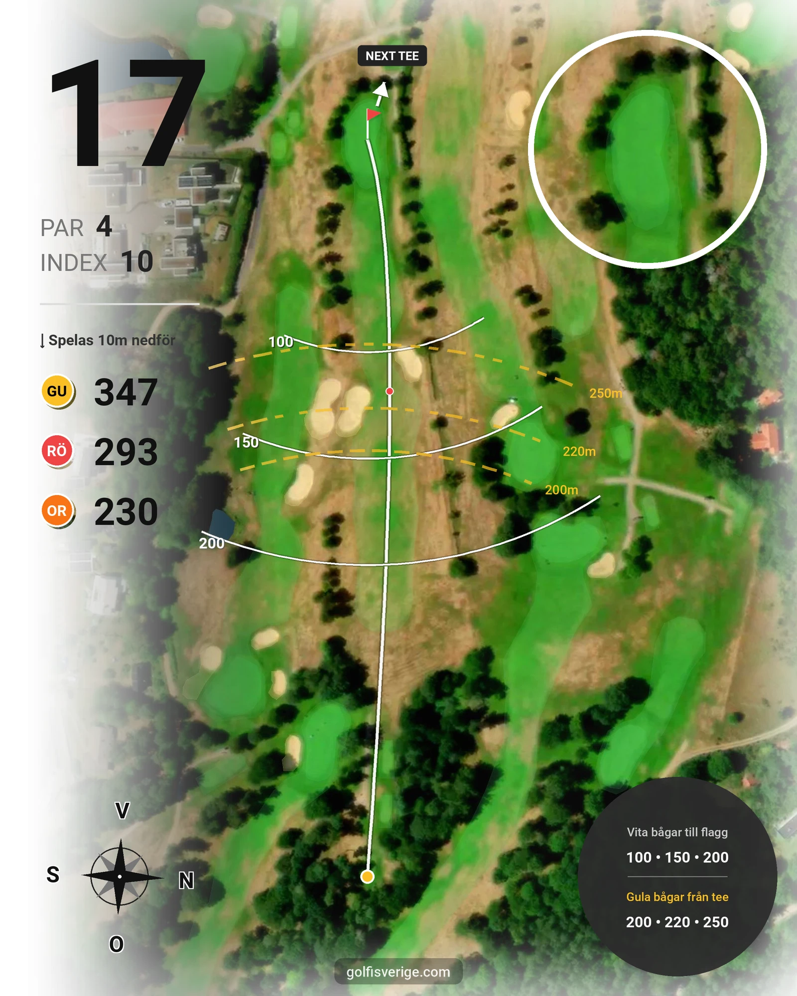 Banguide 18-hålsbanan på Ringenäs Golfklubb - Hål 17 karta