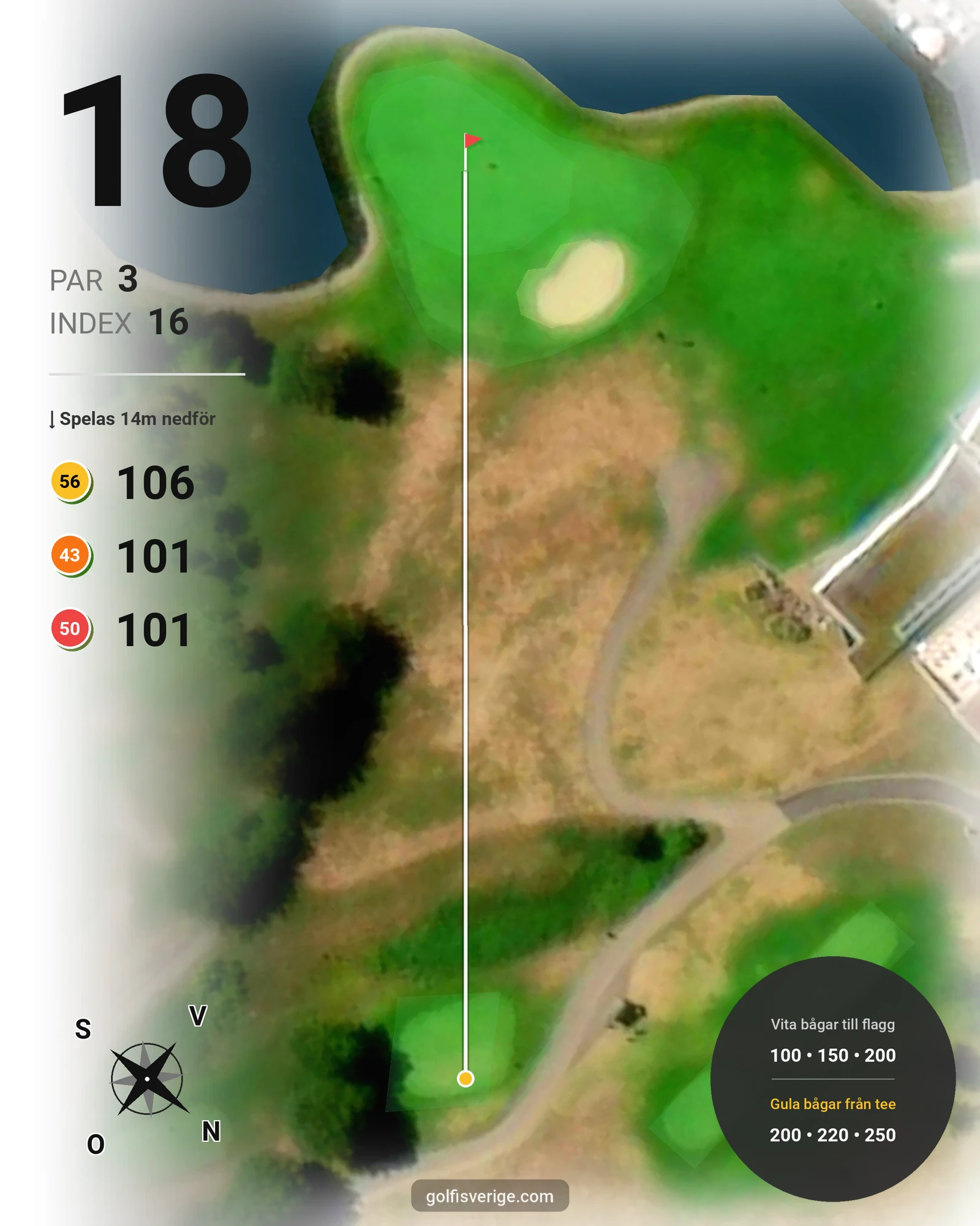 Banguide Dubbelbokning på Ringenäs Golfklubb - Hål 18 karta
