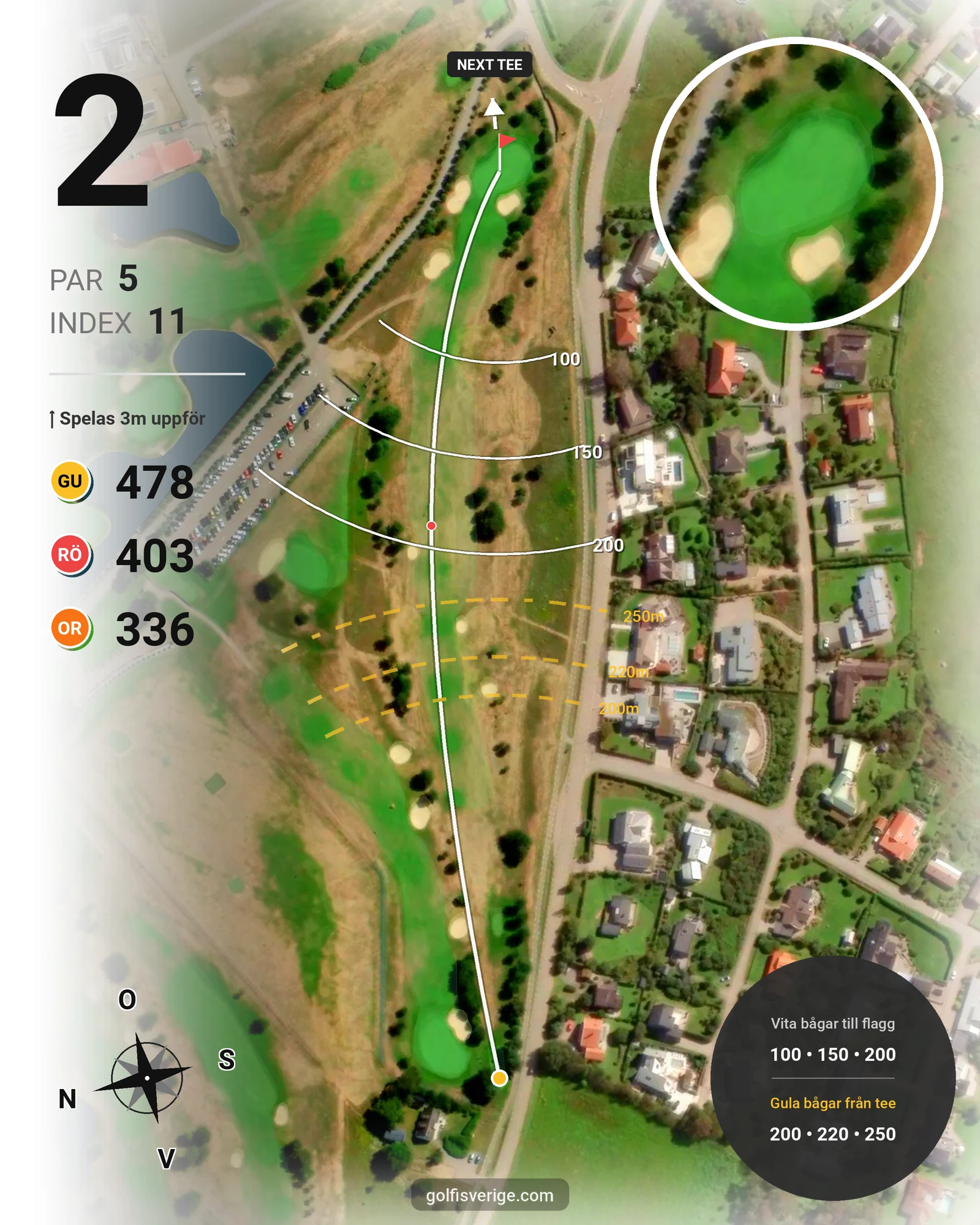 Banguide 18-hålsbanan på Ringenäs Golfklubb - Hål 2 karta