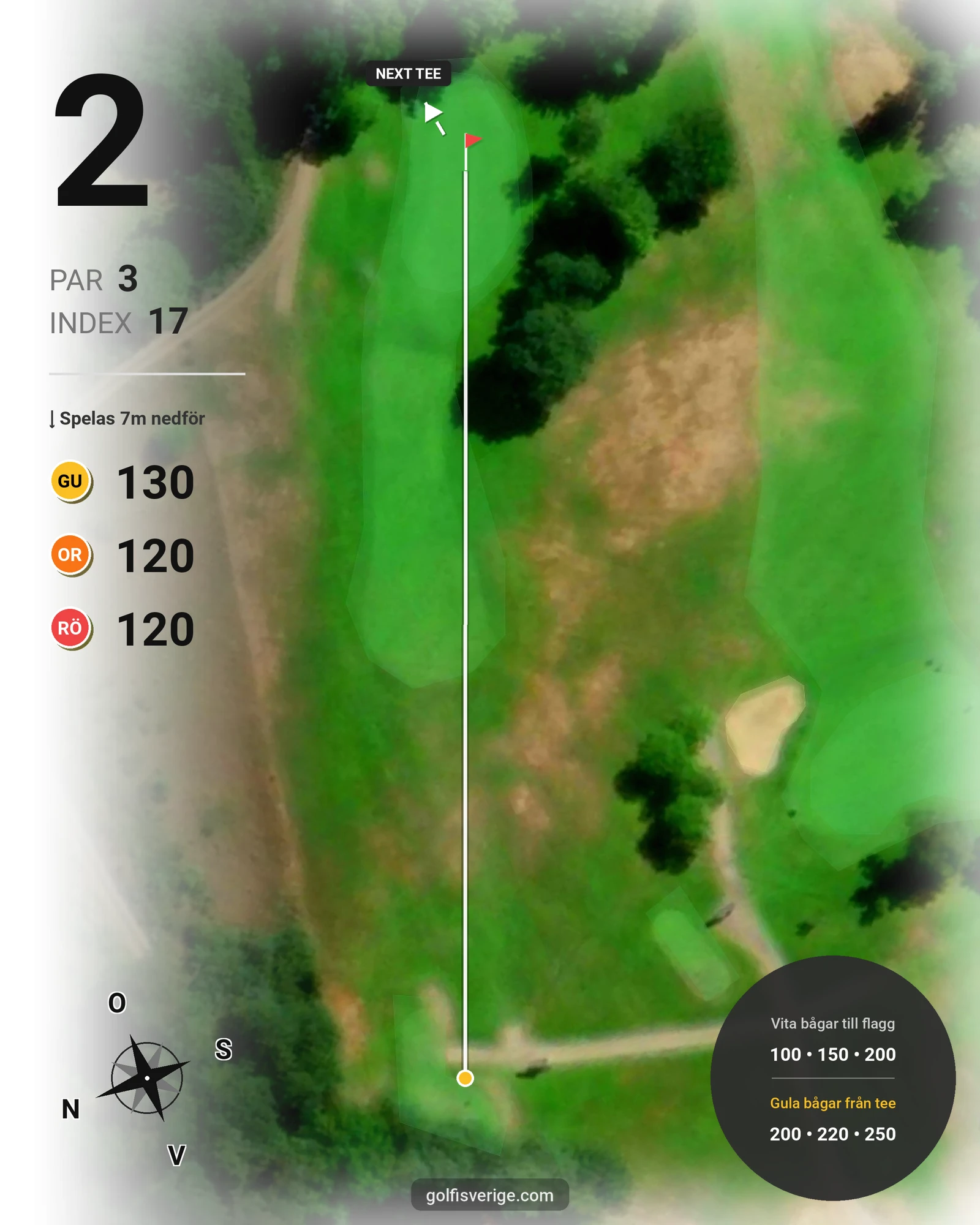 Banguide 18-hålsbanan på Ringenäs Golfklubb - Hål 2 karta